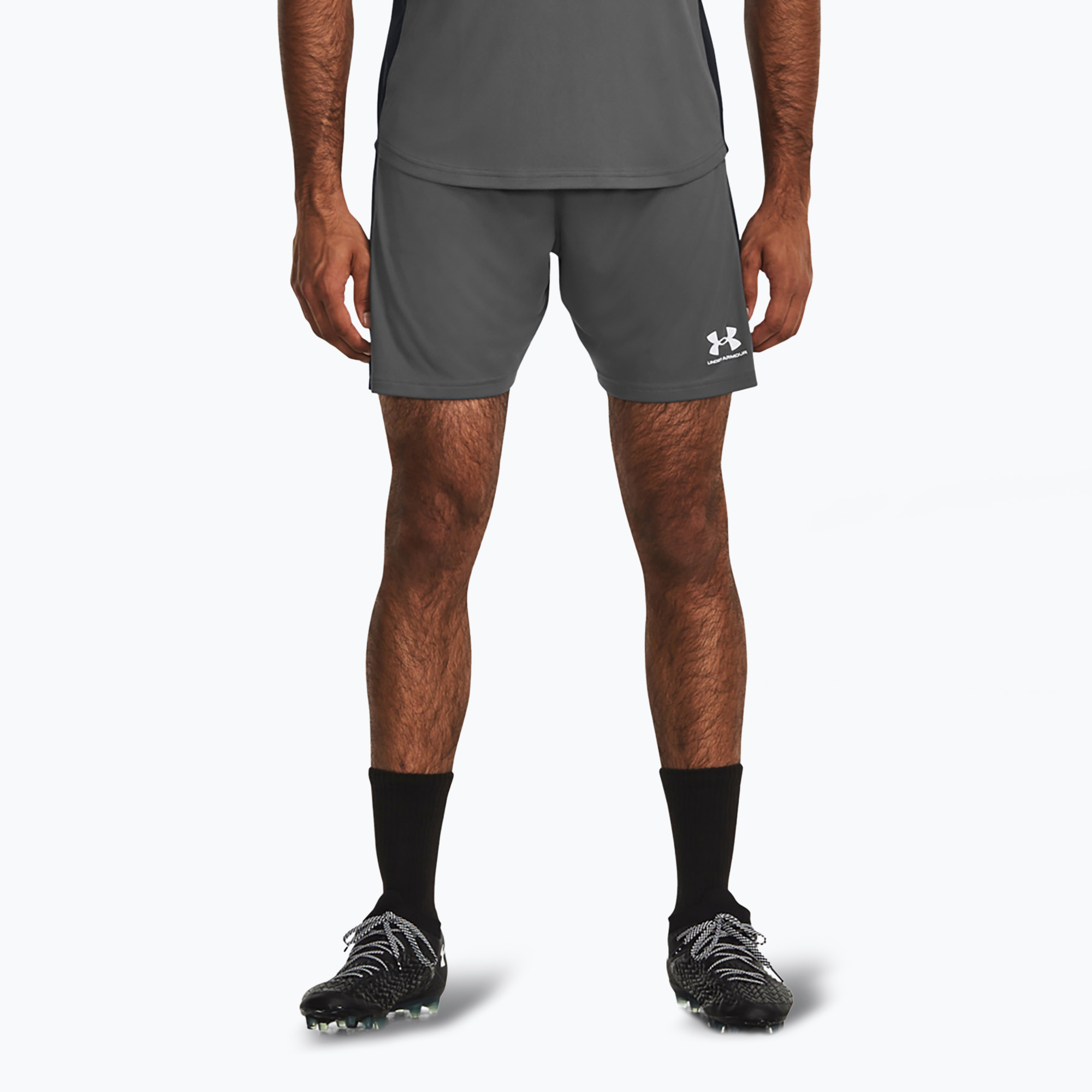 Pantaloni scurți de fotbal pentru bărbați Under Armour Challenger castlerock / white (Challenger 1379507-025)