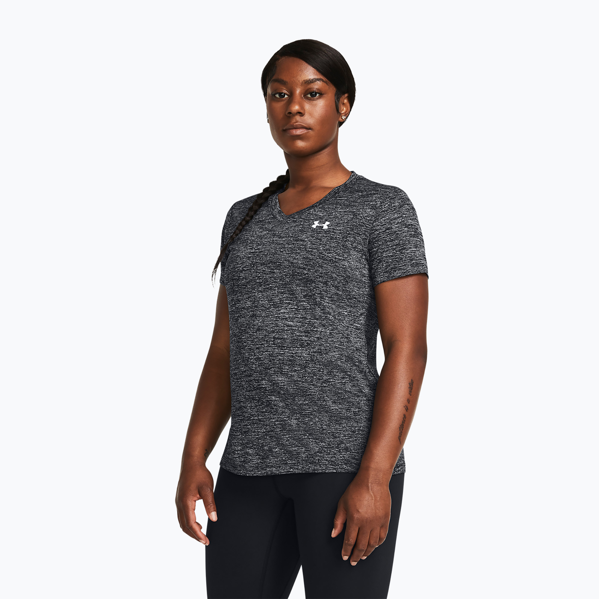 Under Armour Tech V-Twist negru/alb tricou de antrenament pentru femei