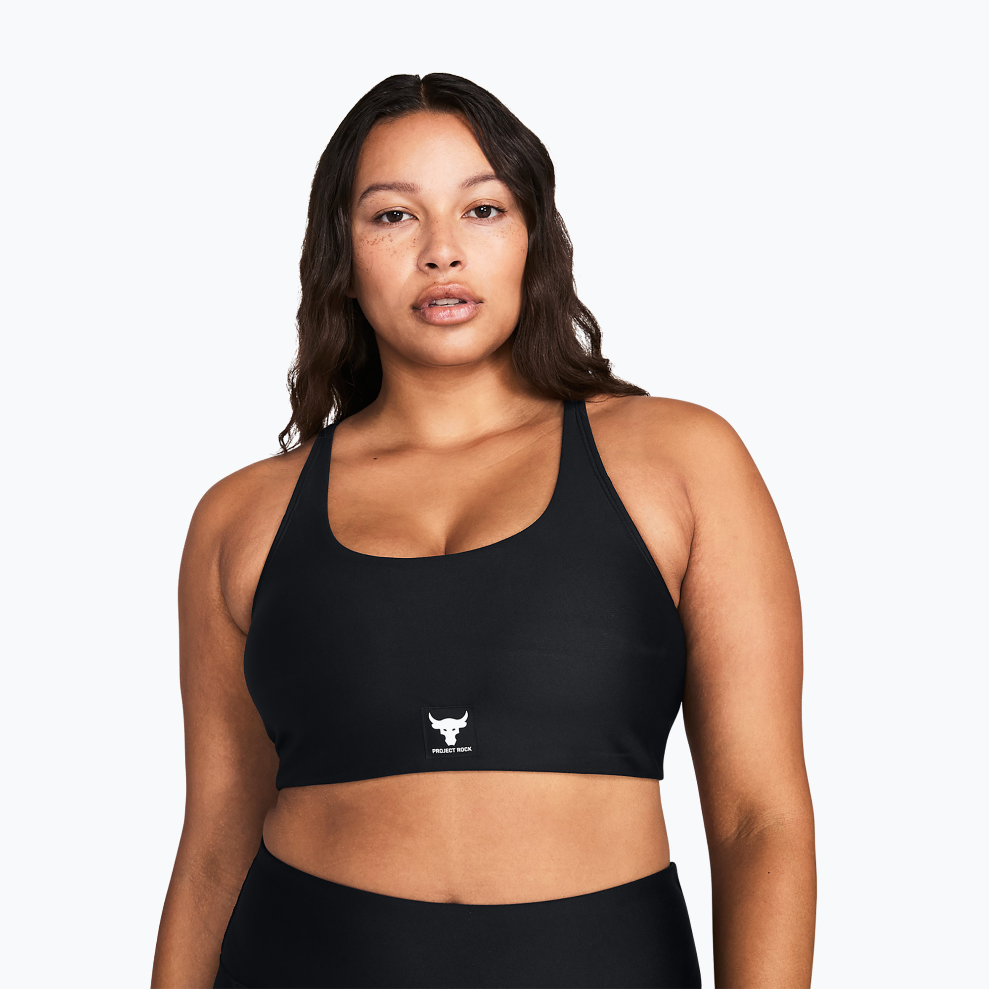 Sutien fitness Under Armour Project Rock All Train Crossback black/white (Project Rock All Train Crossback 1380181)