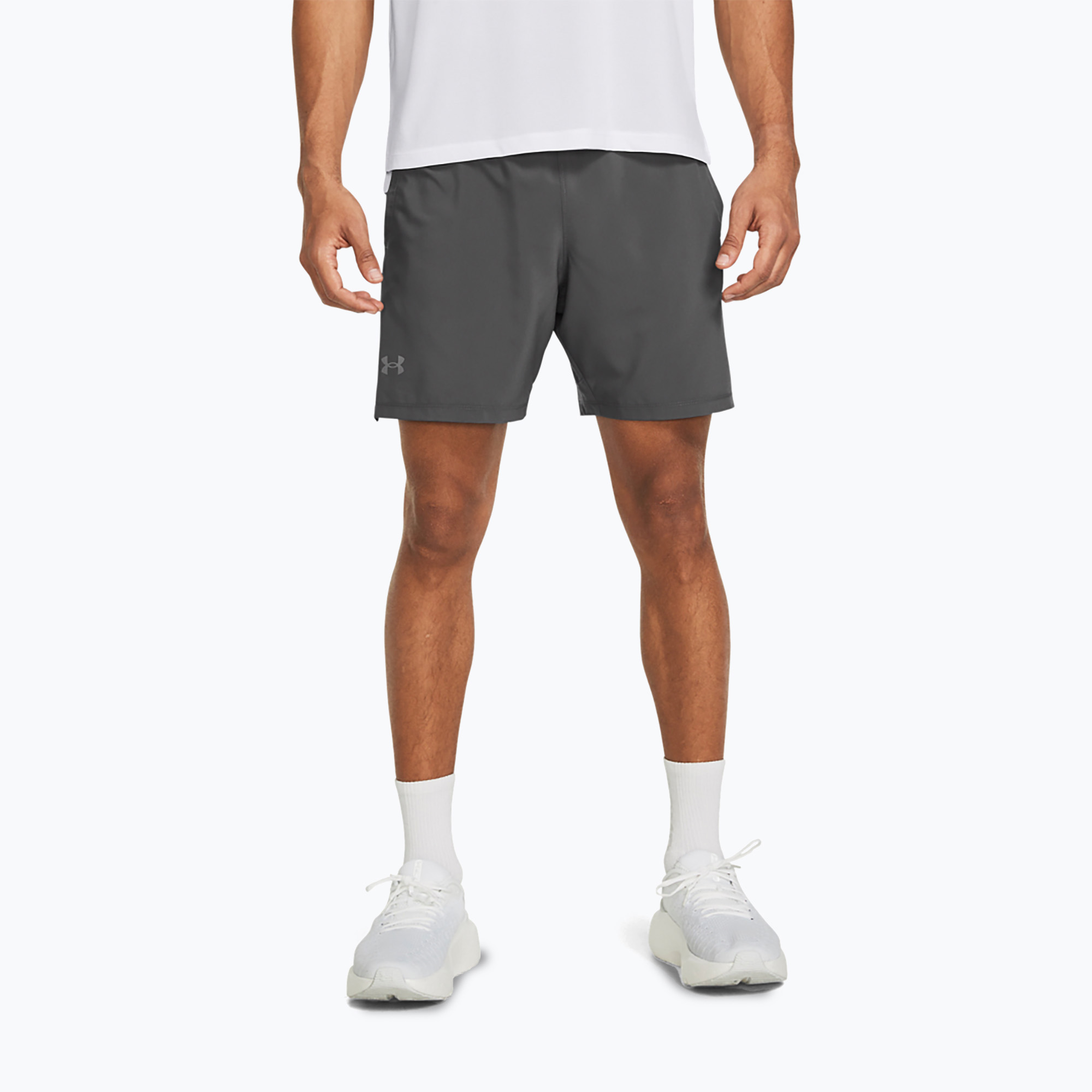 Pantaloni scurți de alergare pentru bărbați Under Armour Launch Elite 2In1 7'' castelrock/castelrock/reflective (Launch Elite 2In1 7'' 1376831-025)