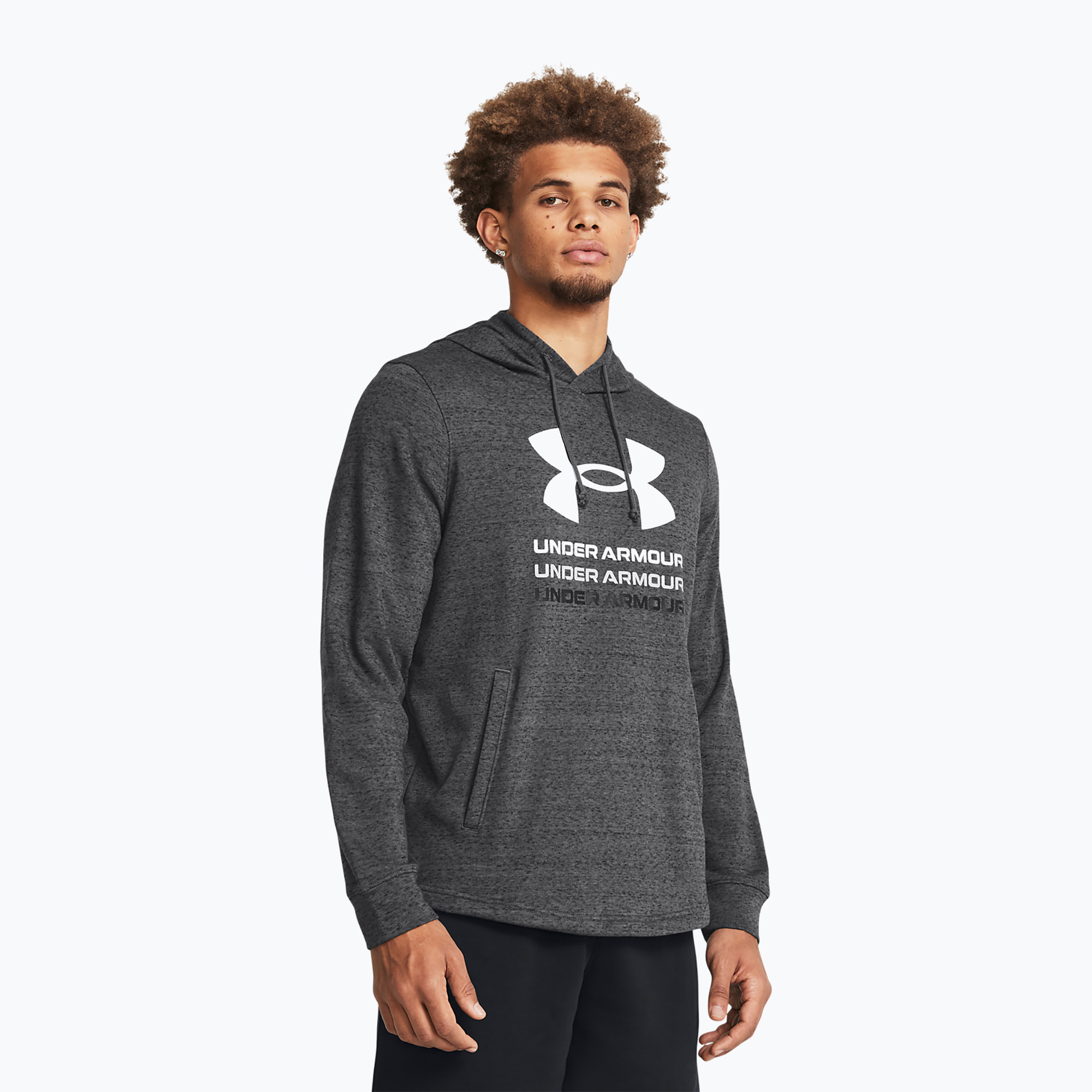 Bluză pentru bărbați Under Armour Rival Terry Graphic Hood castlerock/black