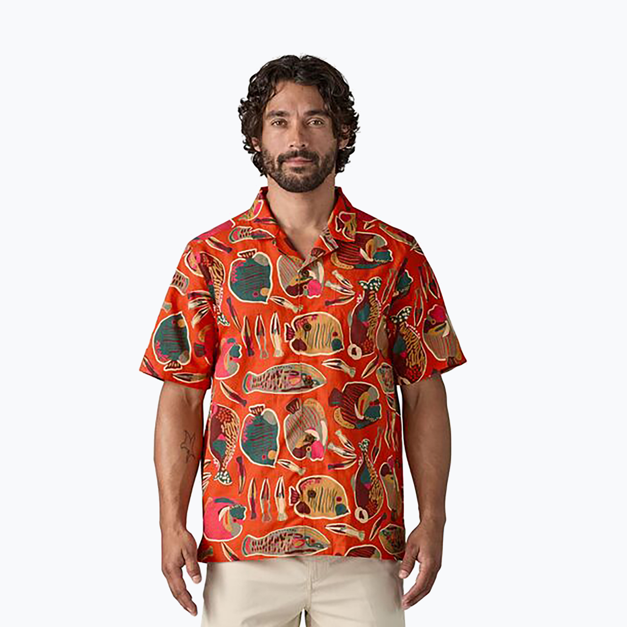 Cămașă pentru bărbați  Patagonia Tidal Threads Camp wrasse/pollinator orange (Tidal Threads Camp 52567)