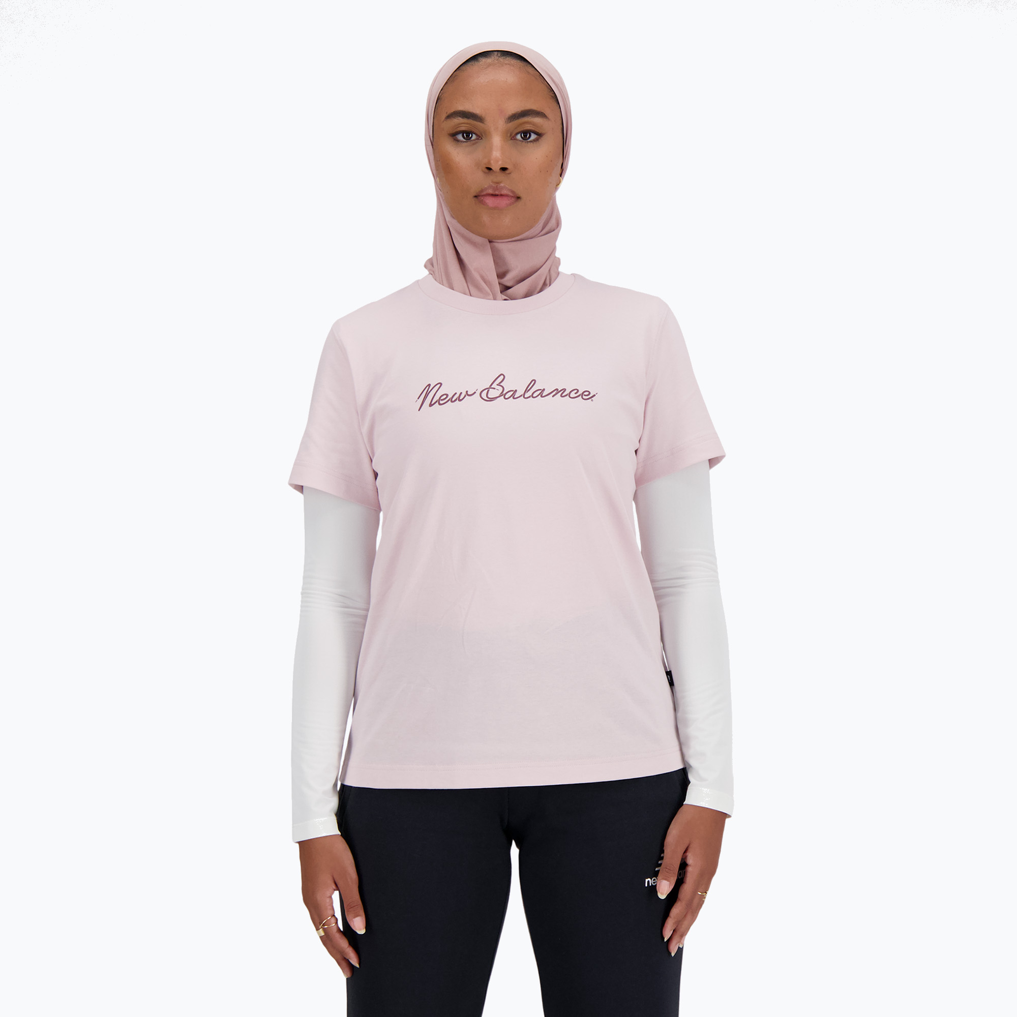 Tricou pentru femei New Balance Script Tee stonepin (Script Tee WT41909SOI)