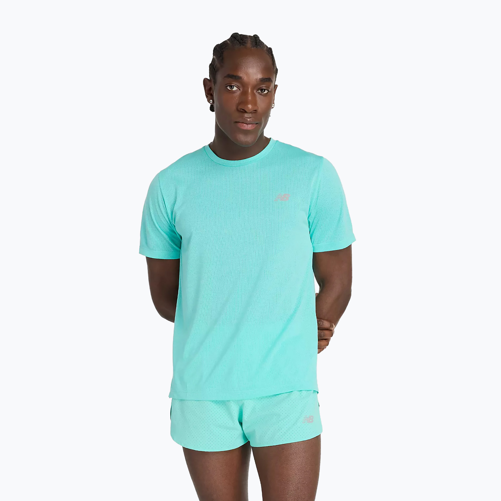 Tricou pentru bărbați New Balance Athletics Run cyber jade (Athletics Run MT41253CYJ)