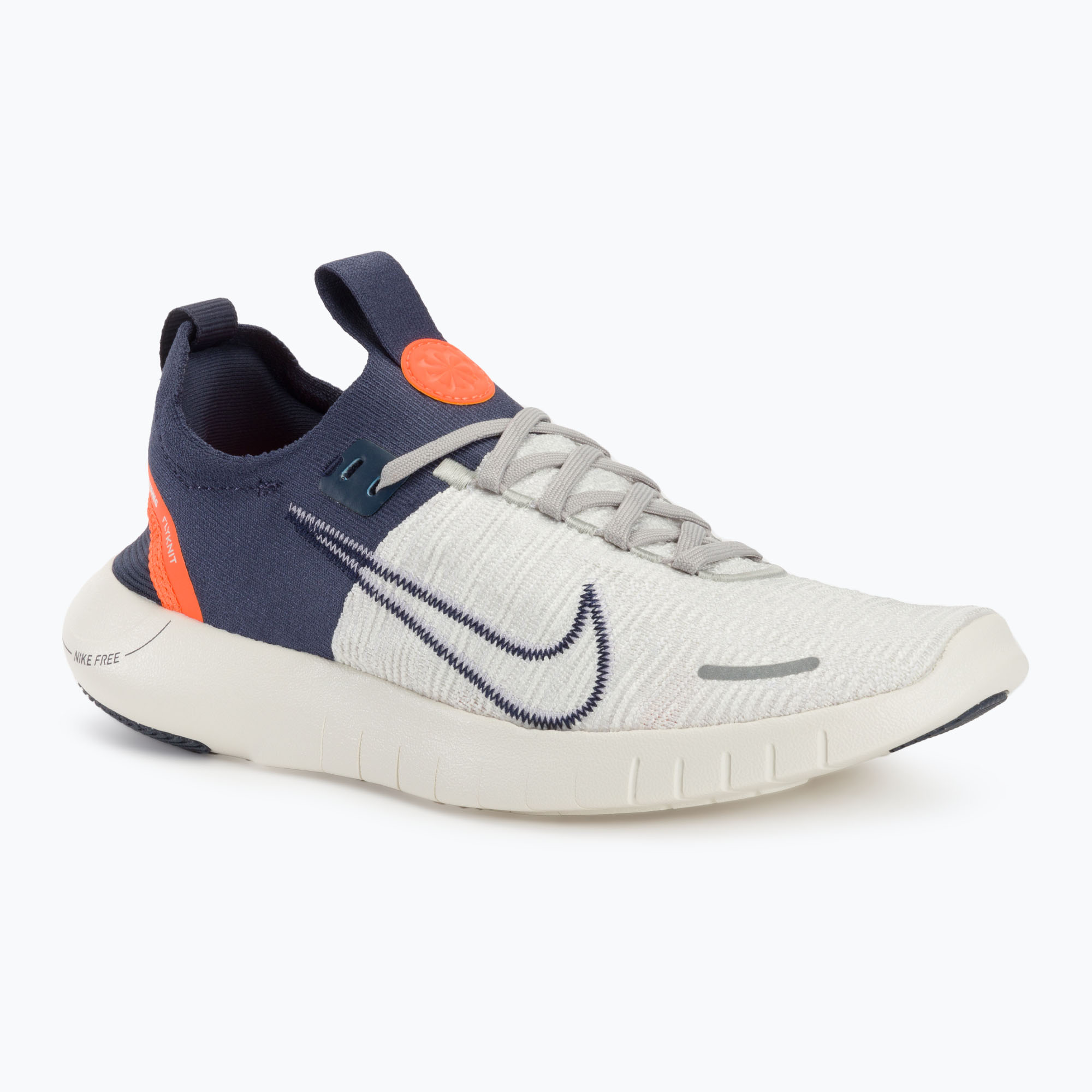 Încălțăminte de alergare pentru bărbați Nike Free Run Flyknit Next Nature light iron ore/sail/total orange/thunder blue (Free Run Flyknit Next Nature FB1276-004)