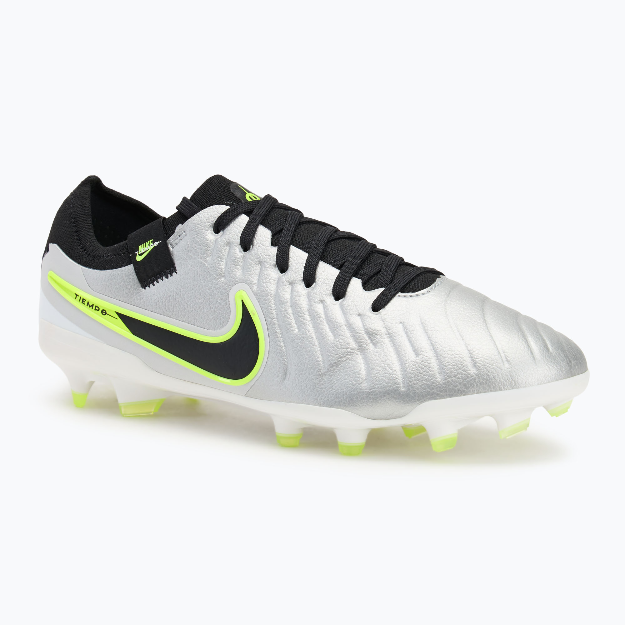 Încălțăminte de fotbal pentru bărbați Nike Tiempo Legend 10 Pro FG metallic silver/volt/black (Tiempo Legend 10 Pro FG DV4333-001)