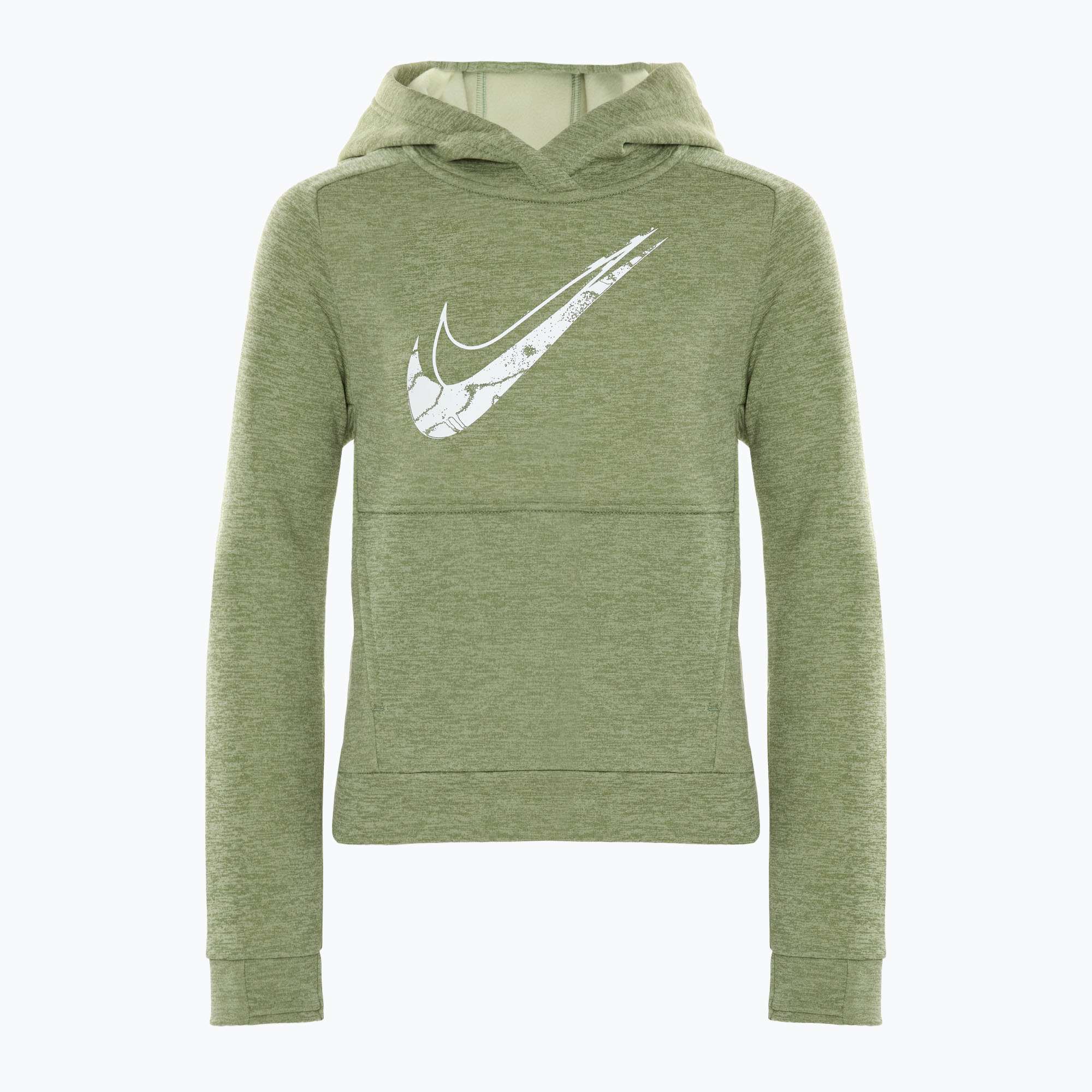 Bluză pentru copii Nike Multi Stain Repel Therma-FIT oil green/olive aura/heather/white (Multi Stain Repel Therma-FIT Hoodie HF4414-386)