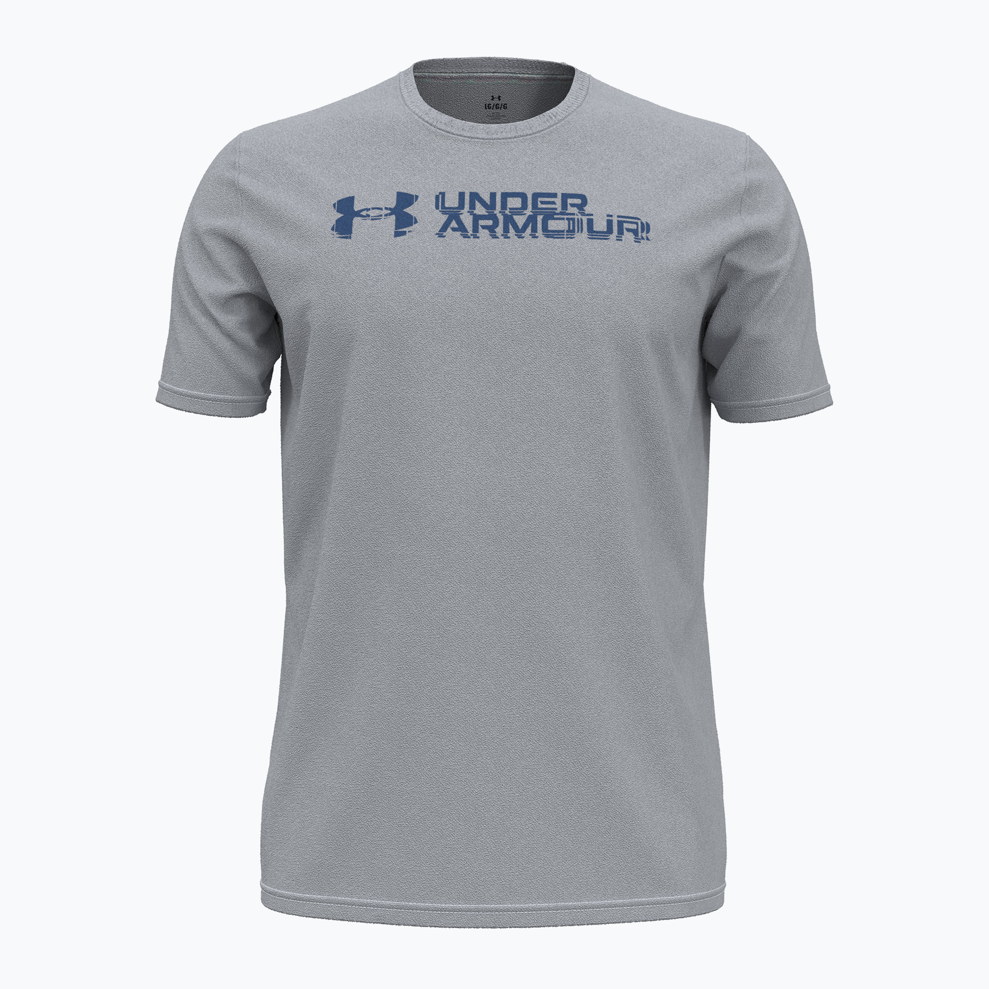 Tricou de antrenament pentru bărbați Under Armour Sliced Wordmark 60/40S mod gray/tech blue (Sliced Wordmark 60/40S 1386807-011)