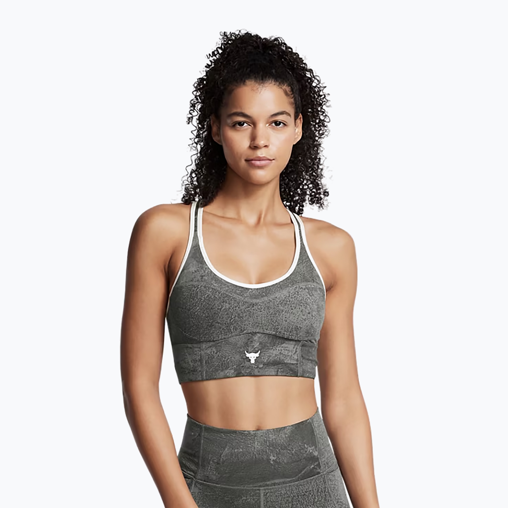 Sutien de antrenament Under Armour Project Rock Infinity Let's Go clay green/silt (Project Rock Infinity Let's Go 1384161-709)