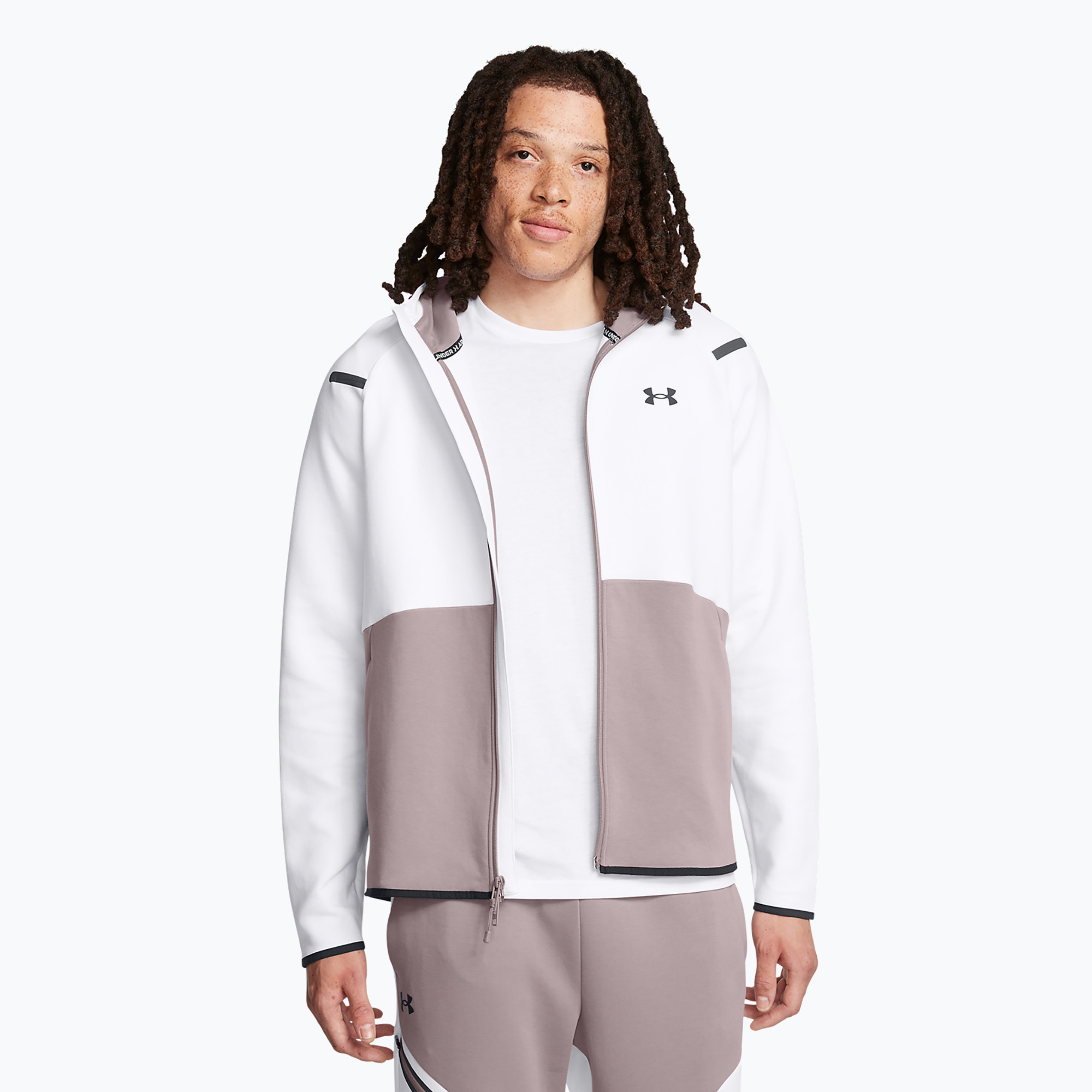 Hanorac Under Armour Unstoppable Fleece Full Zip HD tetra gri/alb/negru pentru bărbați