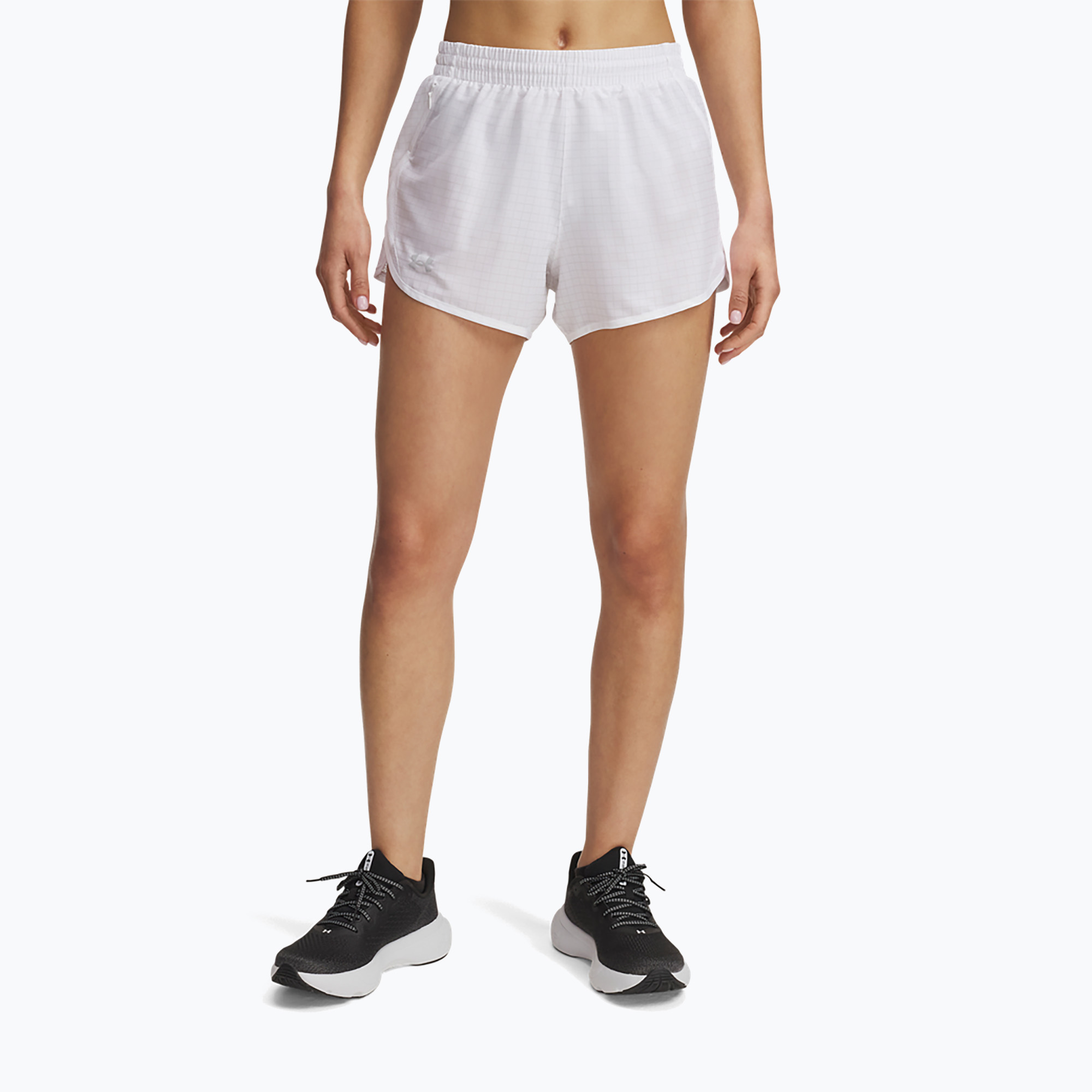 Pantaloni scurți de alergare pentru femei Under Armour Fly By 3" Novelty white / reflective (Fly By 3" Novelty 1389593-100)
