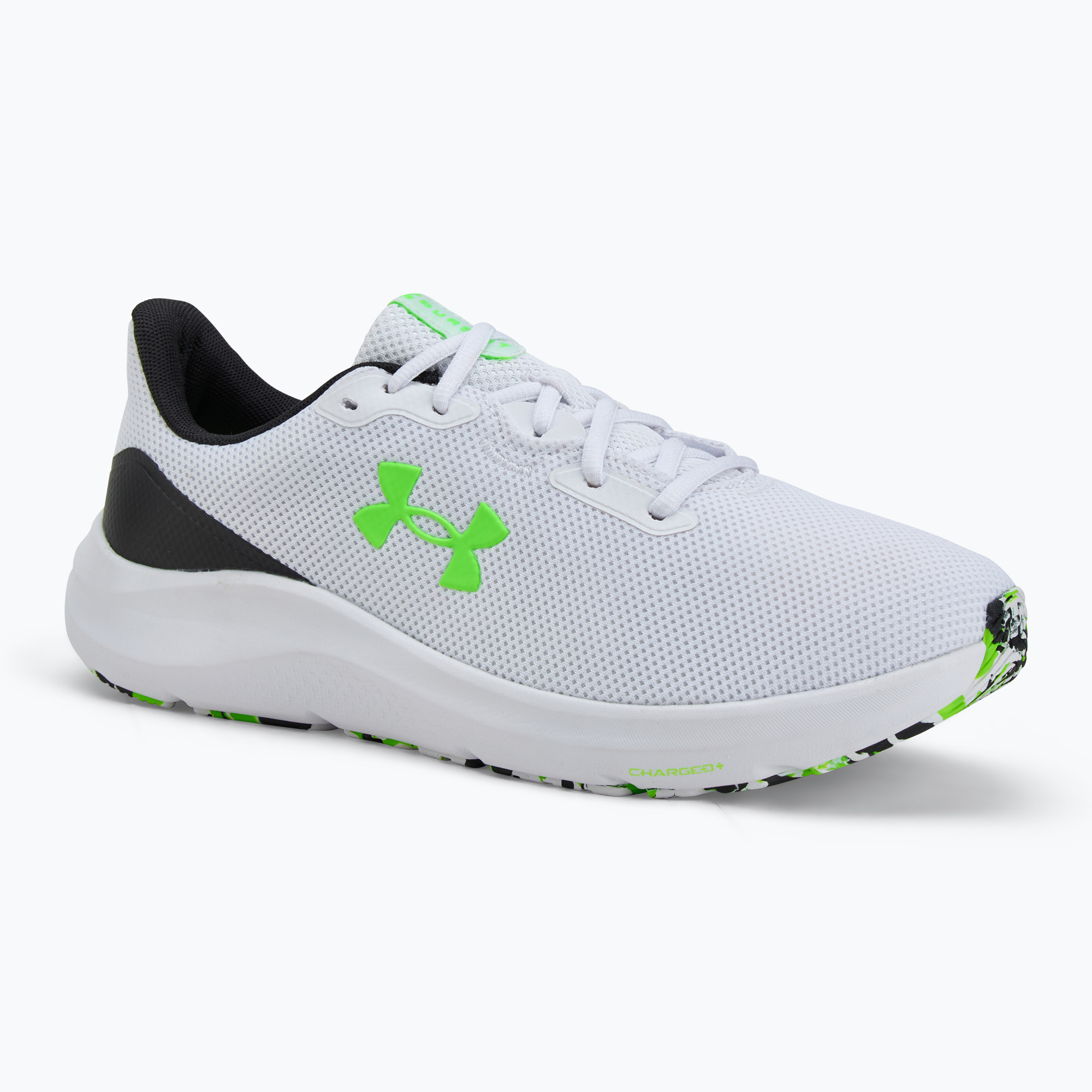 Încălțăminte de alergare pentru bărbați Under Armour Charged Pursuit 4 white/black/hyper green (Charged Pursuit 4 3028254-101)