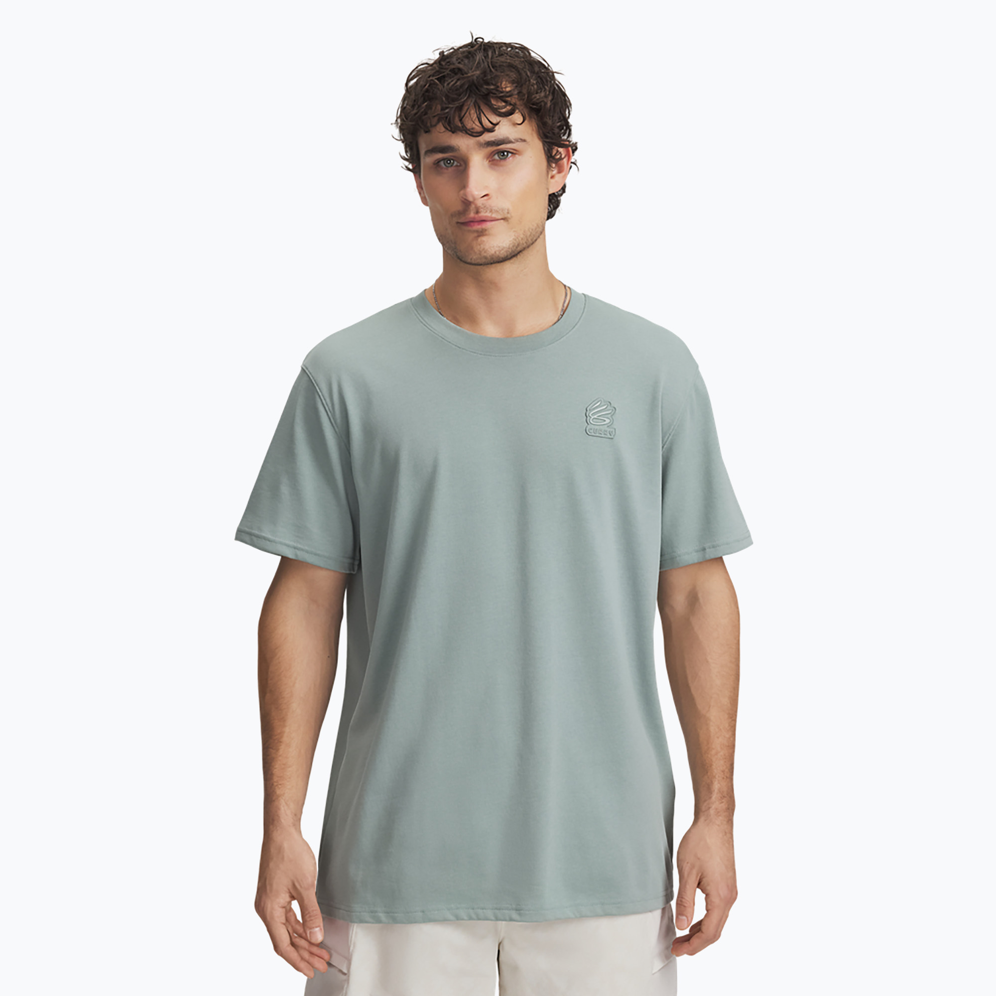Tricou de baschet pentru bărbați Under Armour Curry Heavyweight Trend Tee silica green/silica green (Curry Heavyweight Trend Tee 1390402-348)