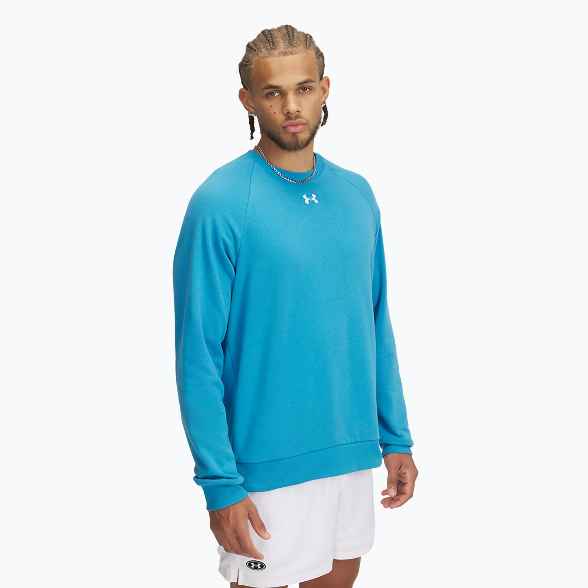 Bluză pentru bărbați  Under Armour Rival Fleece Crew ether blue/white (Rival Fleece Crew 1379755-452)