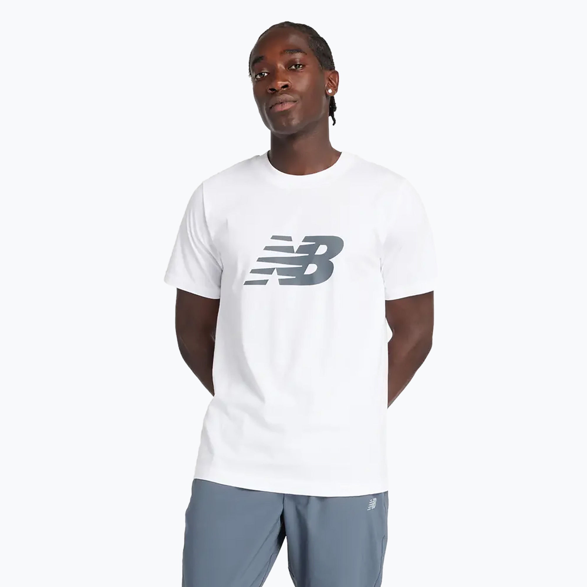 Tricou pentru bărbați  New Balance Graphic V Flying white (Graphic V Flying MT43906WT)