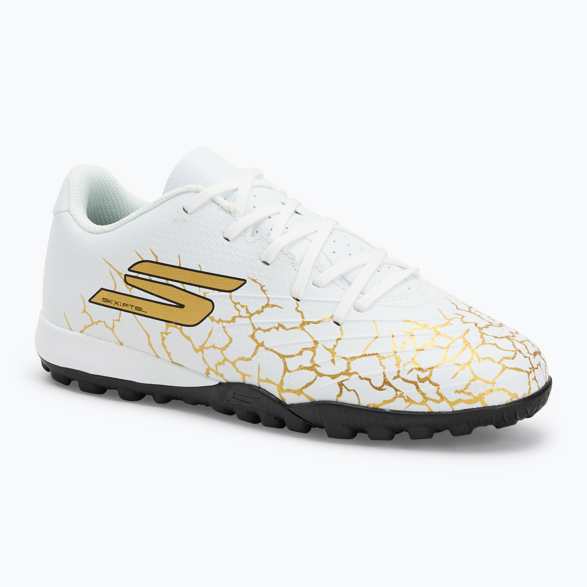 Încălțăminte de fotbal pentru copii SKECHERS Skx_1.5 Youth Jr TF white/gold (Skx_1.5 Youth Jr TF 252063LWBGD)