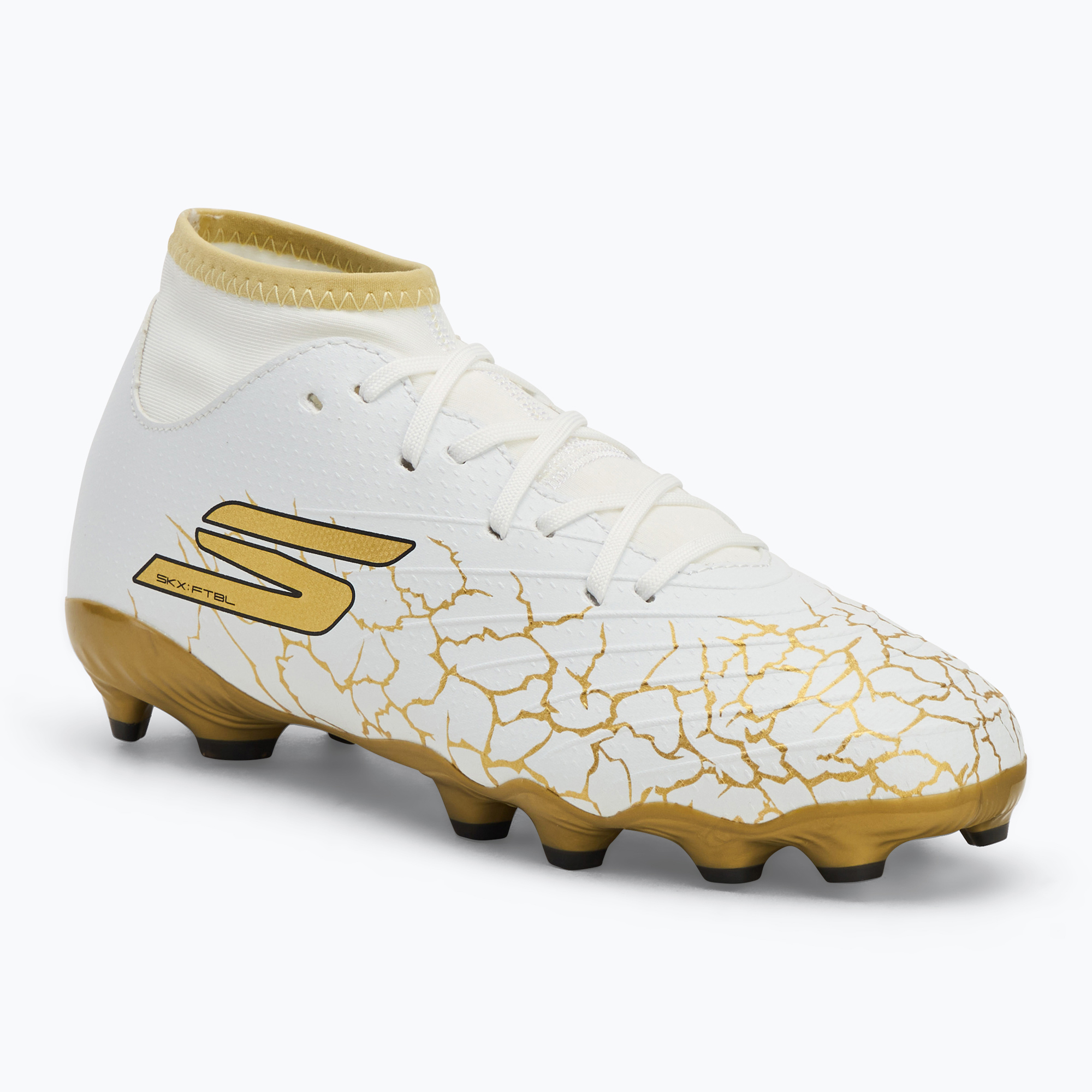 Încălțăminte de fotbal pentru copii SKECHERS Skx 1.5 Youth High Jr FG white/gold (Skx 1.5 Youth High Jr FG 252065LWBGD)