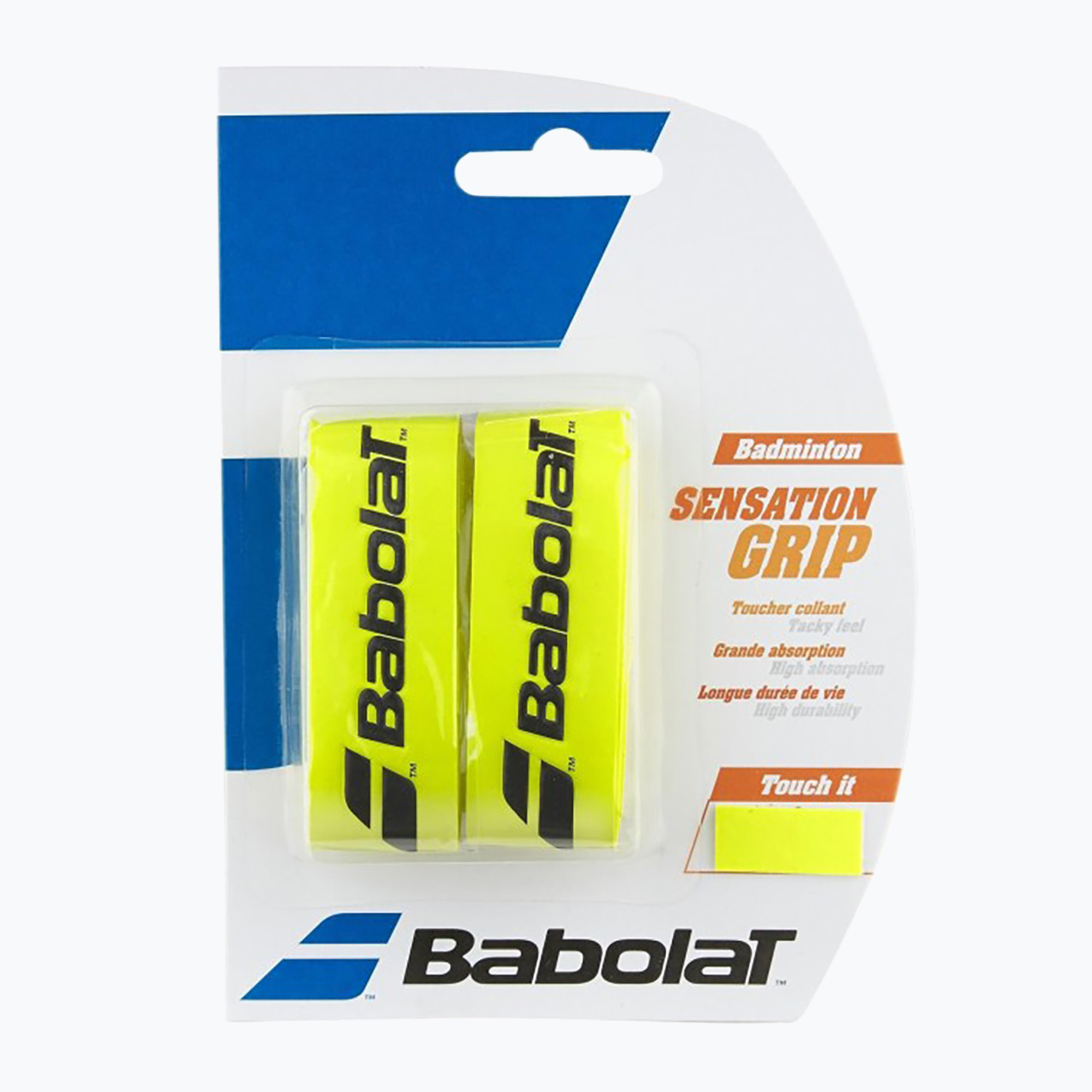 Înveliș pentru rachetă de badminton Babolat Grip Sensation 2 szt. yellow (Grip Sensation 670064)