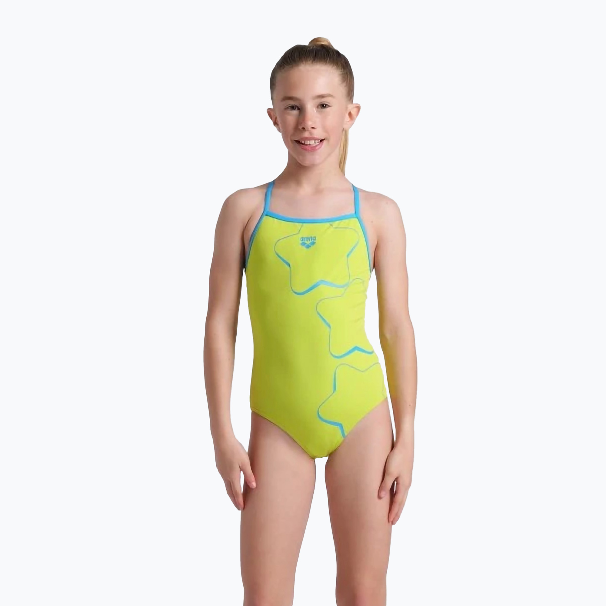 Costum de înot dintr-o piesă pentru copii  arena Star Graphic Lightdrop Back soft green / turquoise (Star Graphic Lightdrop Back 008369/608)