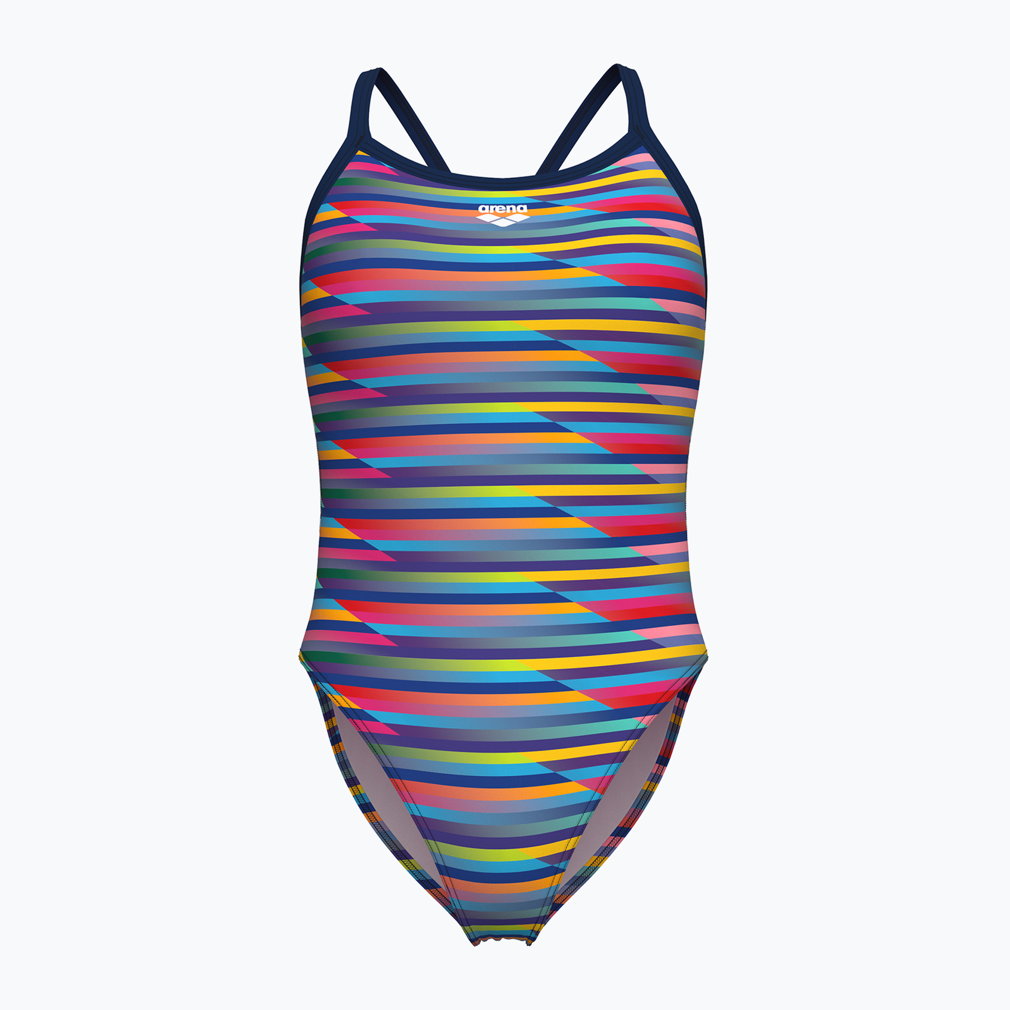 Costum de baie dintr-o piesă pentru femei arena Racing Stripe Xcriss Cross navy multi/navy (Racing Stripe Xcriss Cross 009092/750)