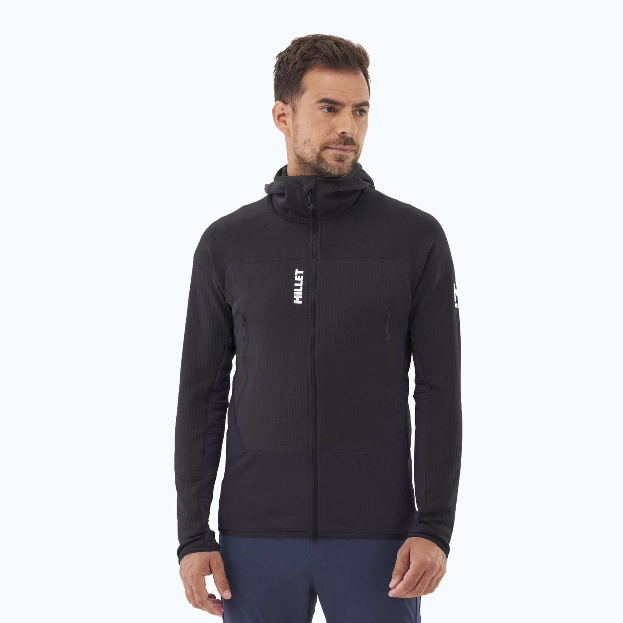 Bluză pentru bărbați Millet Fusion Grid Hoodie black/noir (Fusion Grid Hoodie MIV9024_N0247)