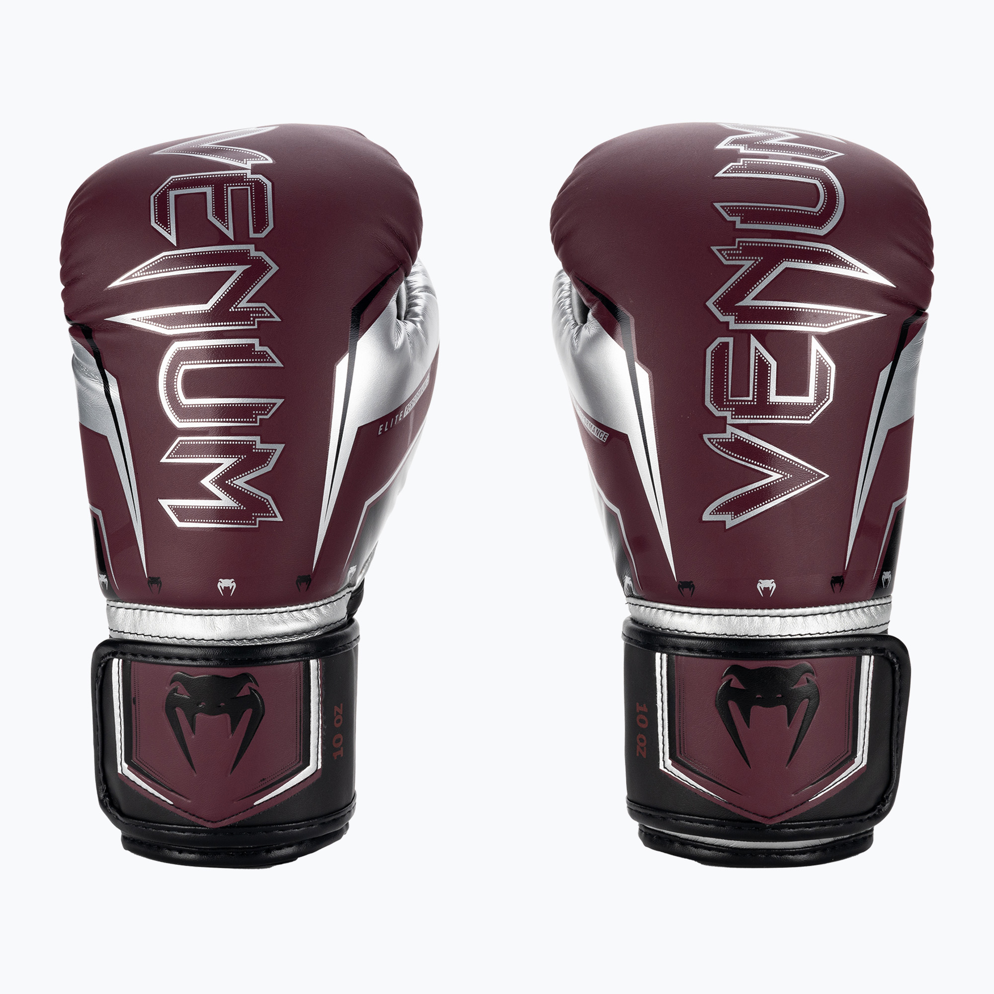 Mănuși de box Venum Elite Evo burgundy/silver (Elite Evo 04260)