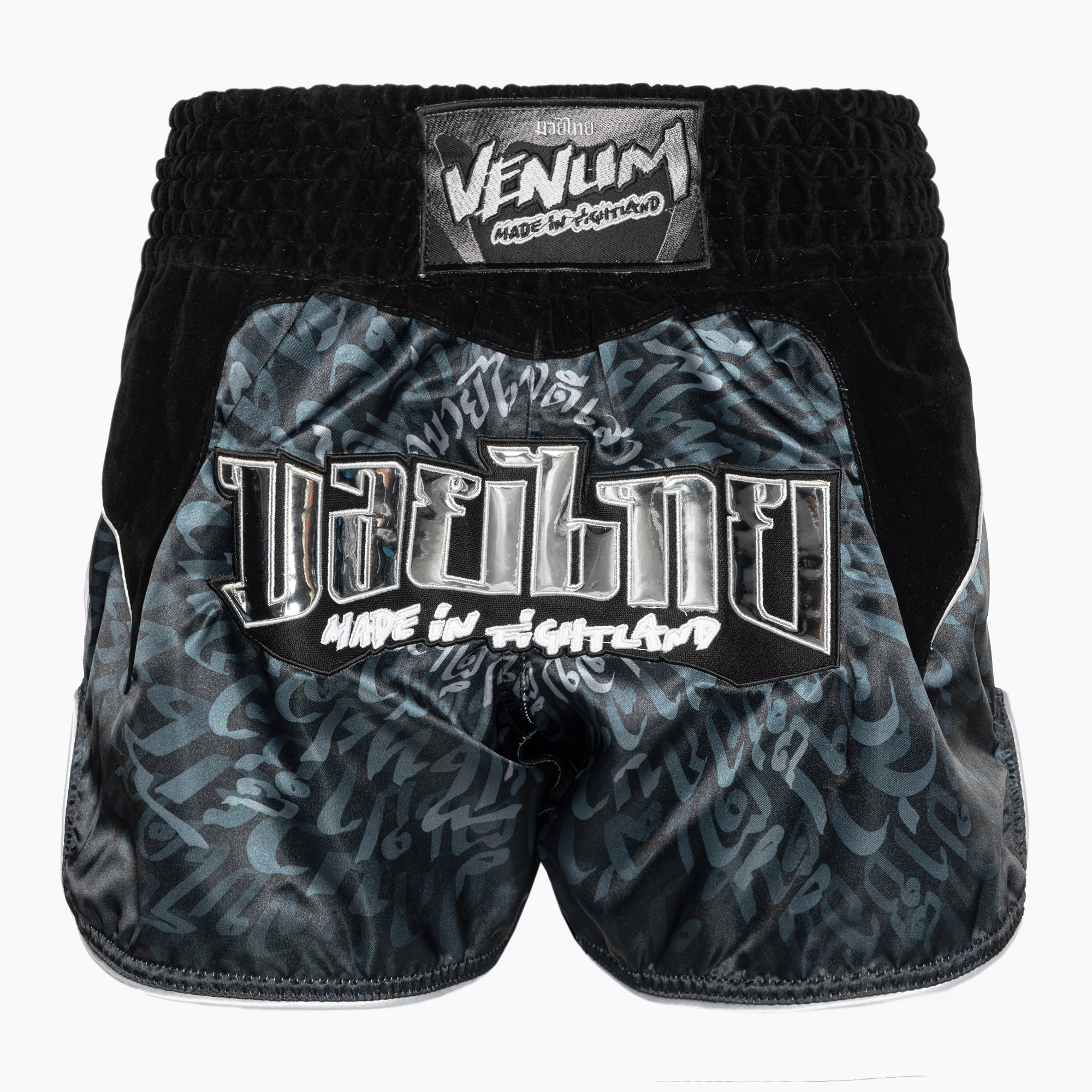 Pantaloni scurți de antrenament Venum Attack Muay Thai black/silver