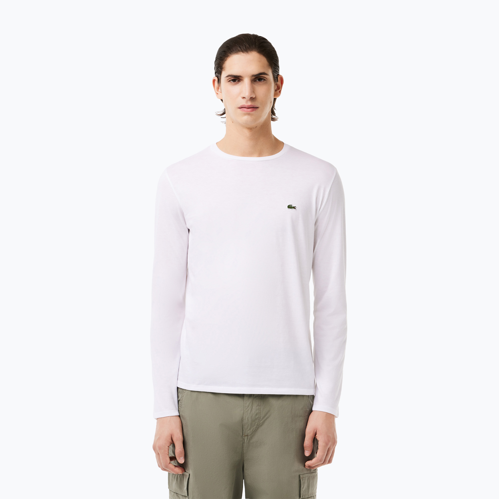 Lacoste bărbați cu mânecă lungă TH6712 alb (TH6712)