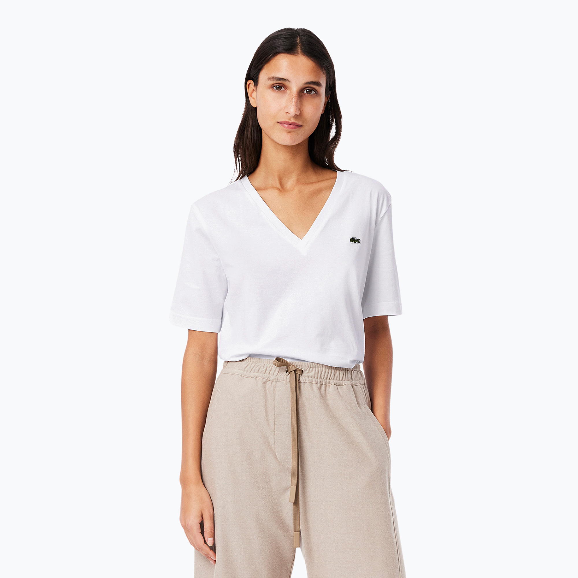 Tricou pentru femei  Lacoste TF7300 white (TF7300)