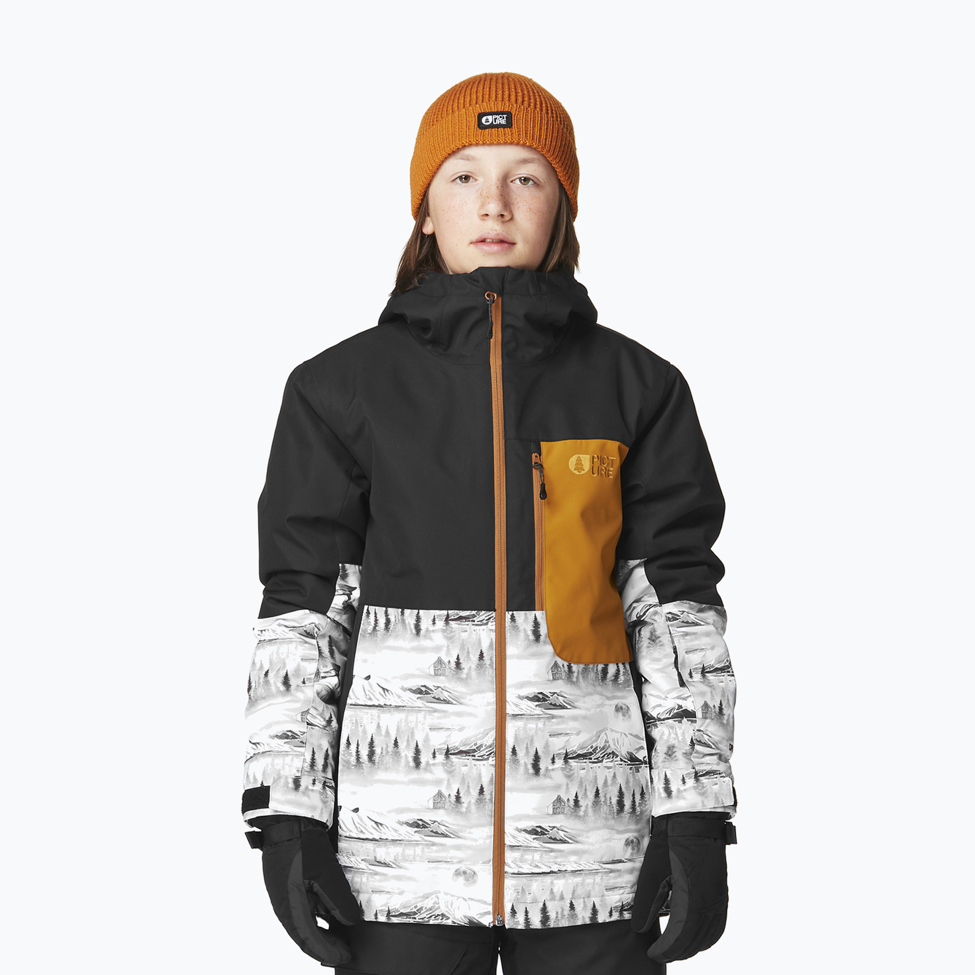 Geacă de schi pentru copii Picture Daumy black / mood print / honey (Daumy KVT0115)