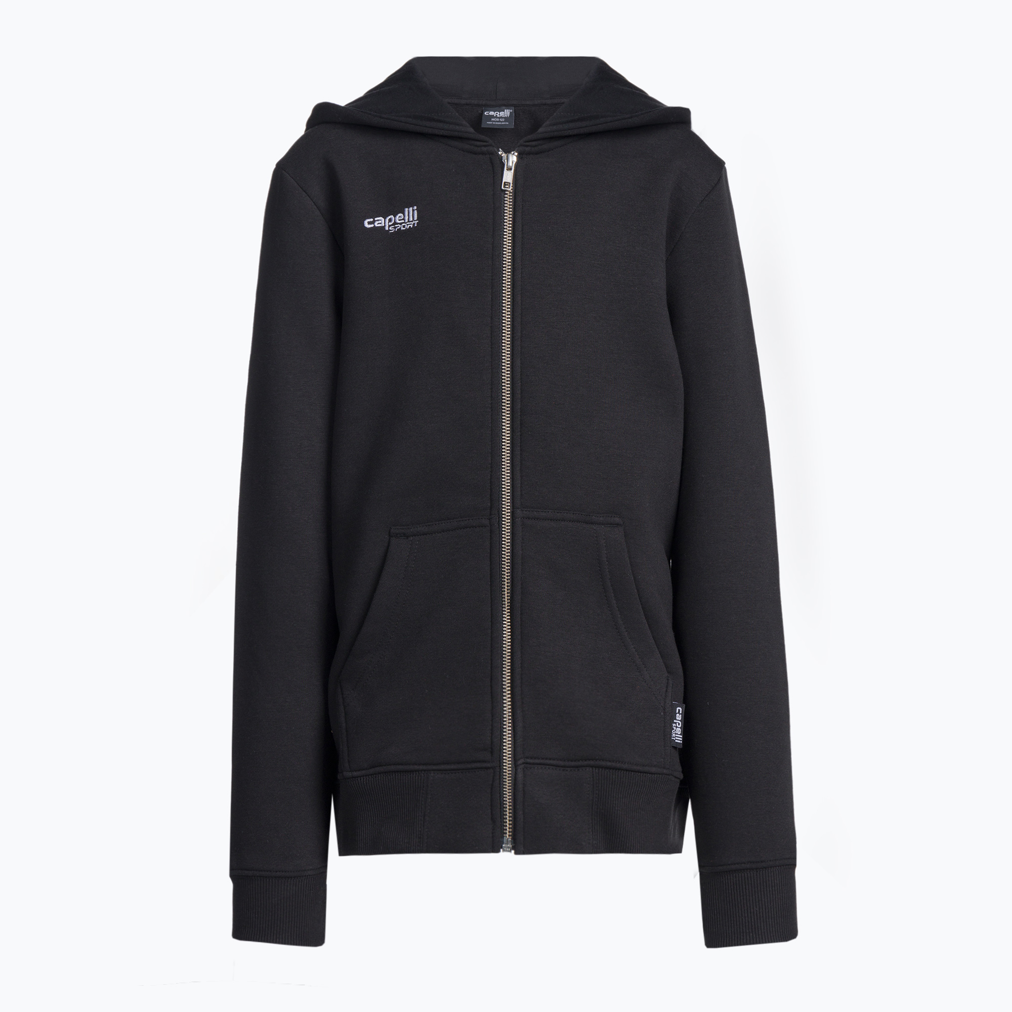 Capelli Basics Tineret Zip Hoodie fotbal hanorac negru (Basics Youth Zip Hoodie AGA-2086X)