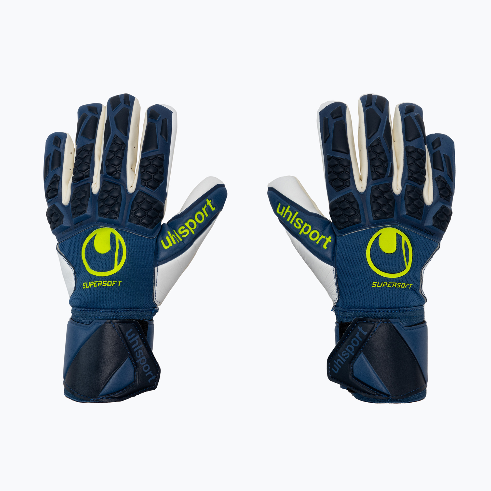 Mănuși de portar pentru copii uhlsport Hyperact Supersoft HN albastru-alb 101123601