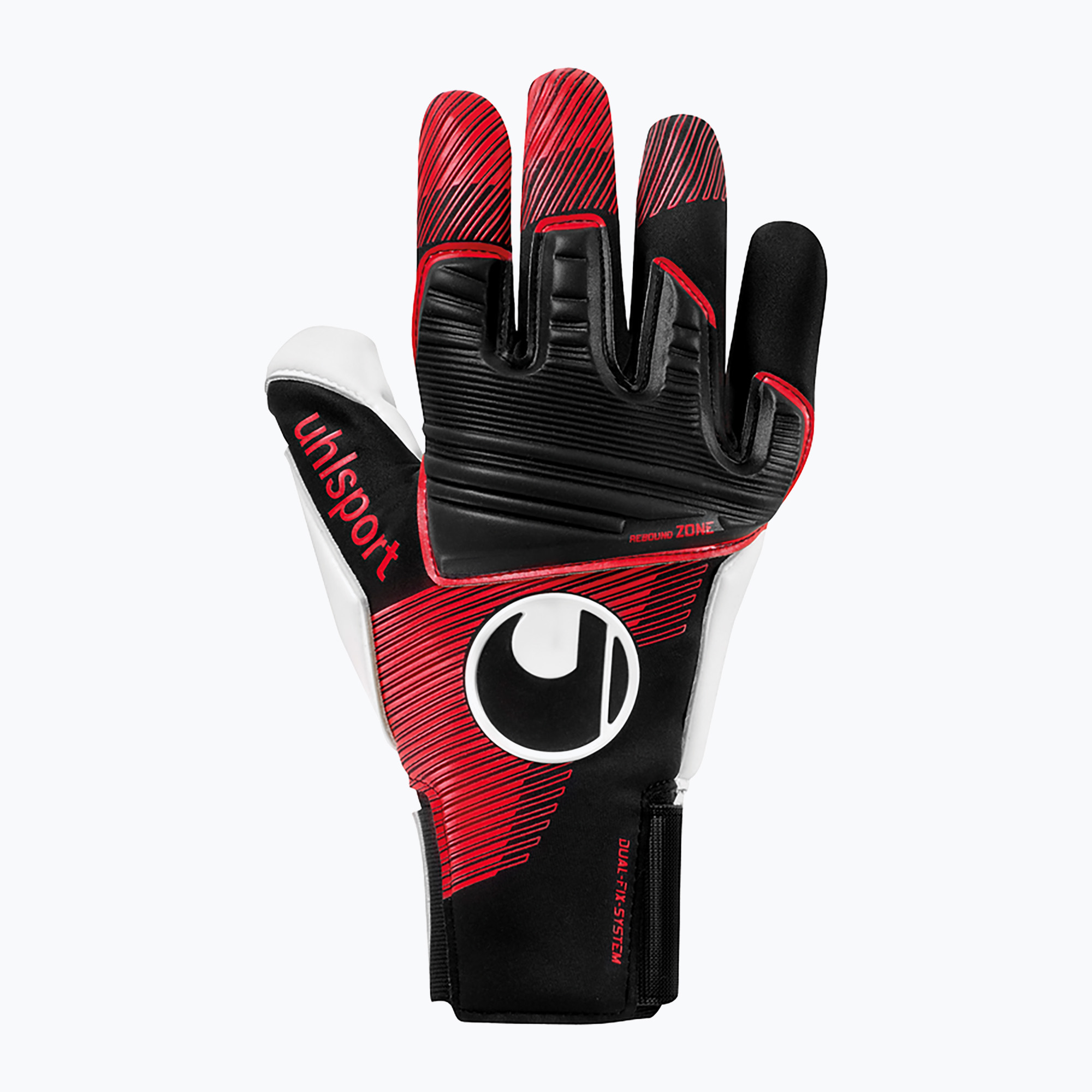 Mănuși de portar pentru copii uhlsport Powerline Absolutgrip negru/roșu/alb