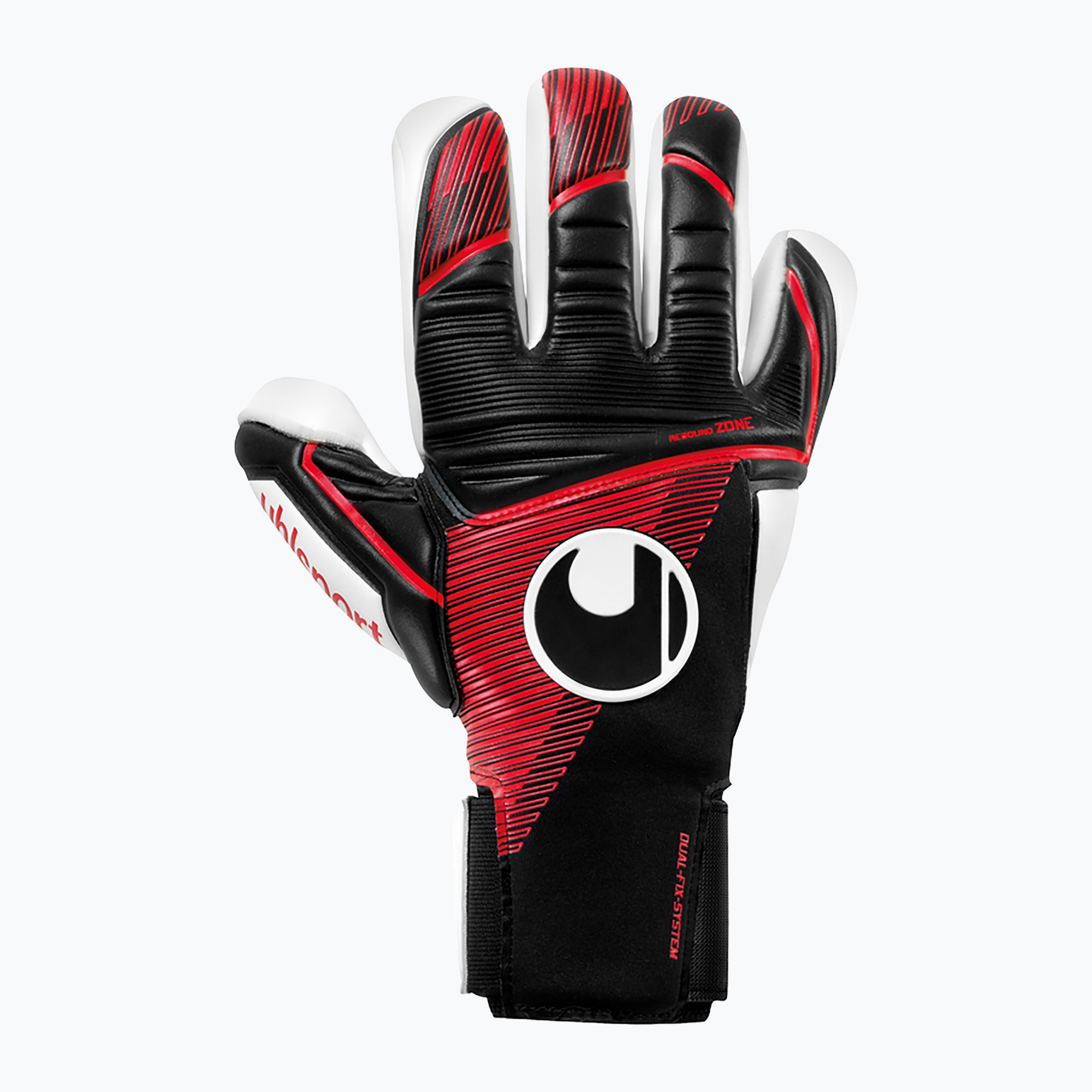 Mănuși de portar pentru copii uhlsport Powerline Absolutgrip Finger Surround negru/roșu/alb pentru copii