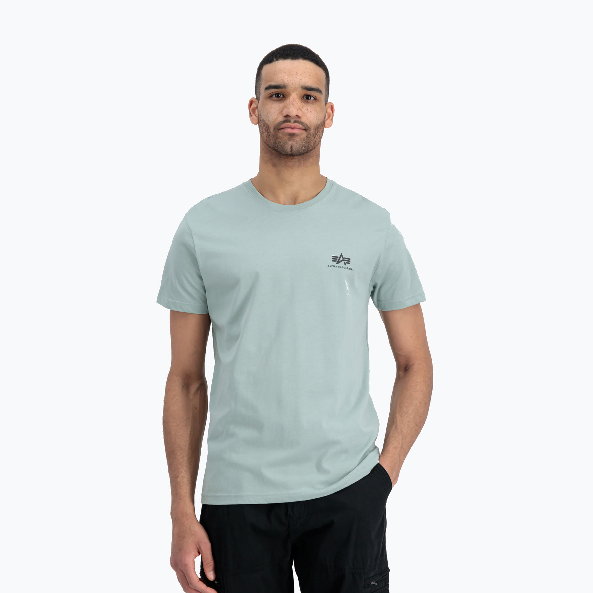 Tricou pentru bărbați Alpha Industries Basic Small Logo dusty green (Basic Small Logo 188505)