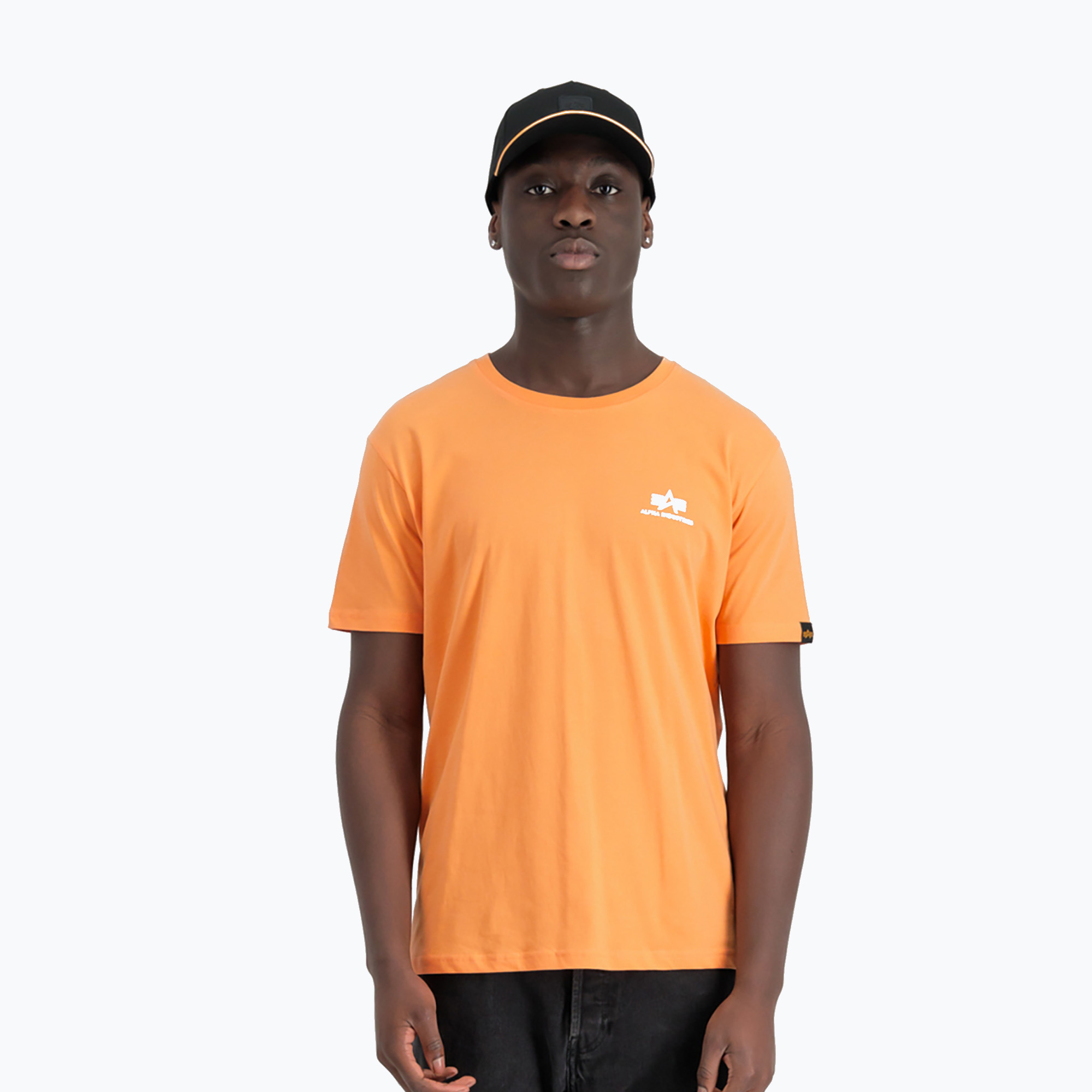 Tricou pentru bărbați Alpha Industries Basic Small Logo tangerine (Basic Small Logo 188505)