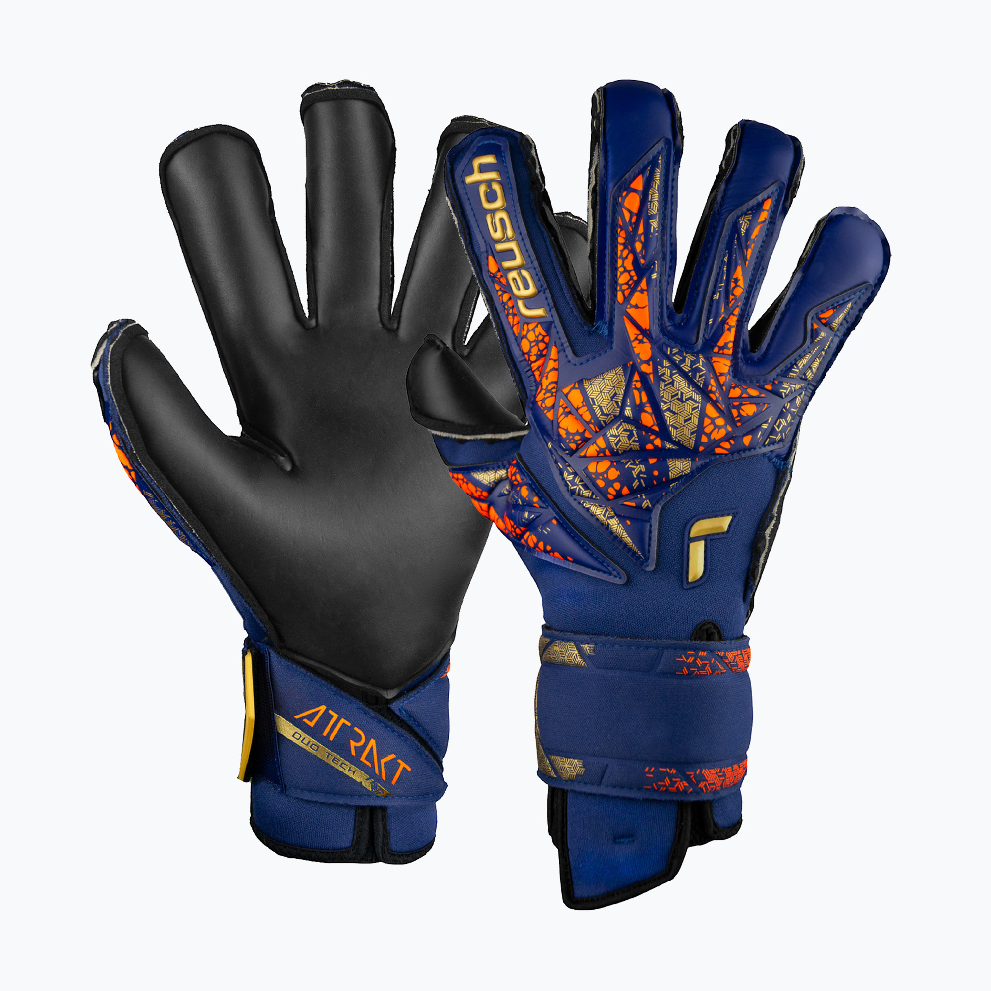 Mănuși de portar Reusch Attrakt Duo Evolution premium blue/gold/black (Attrakt Duo Evolution 5470055)