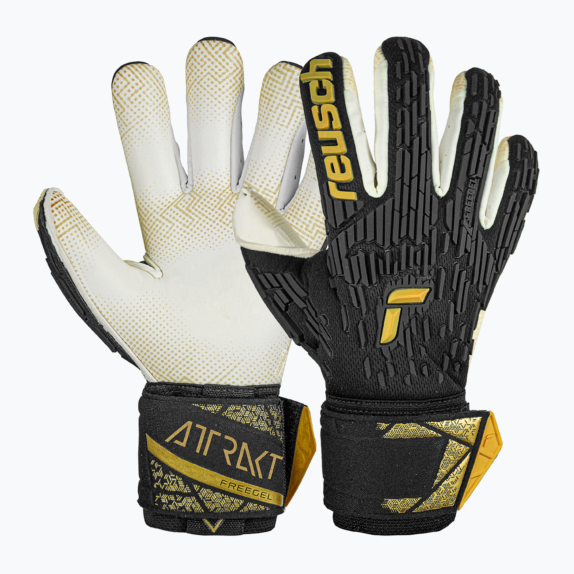 Mănuși de portar Reusch Attrakt Freegel Gold X GluePrint Finger Support black/gold