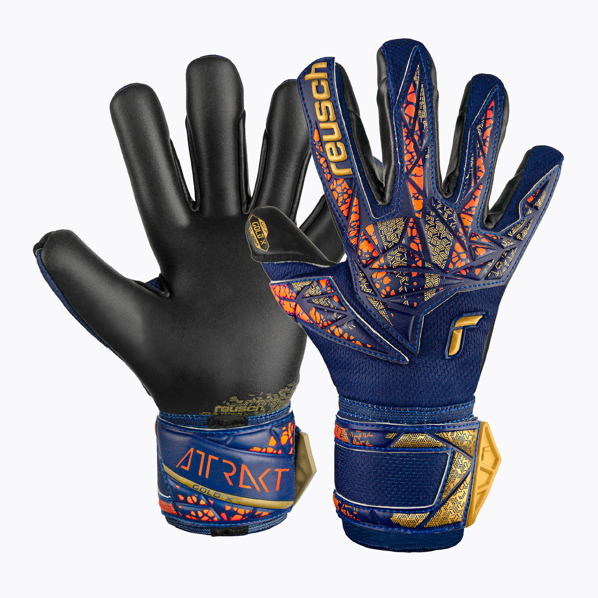 Mănuși de portar Reusch Attrakt Gold X premium de culoare albastru/auriu/negru