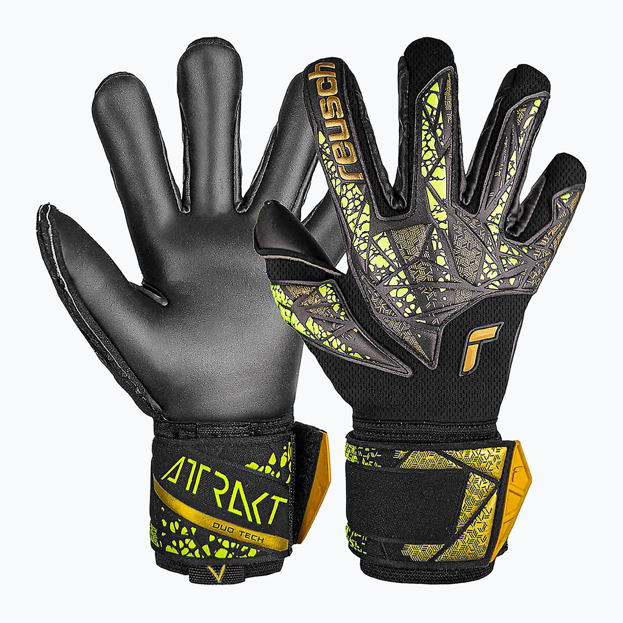 Mănuși de portar Reusch Attrakt Duo Finger Support black/gold/yellow/black