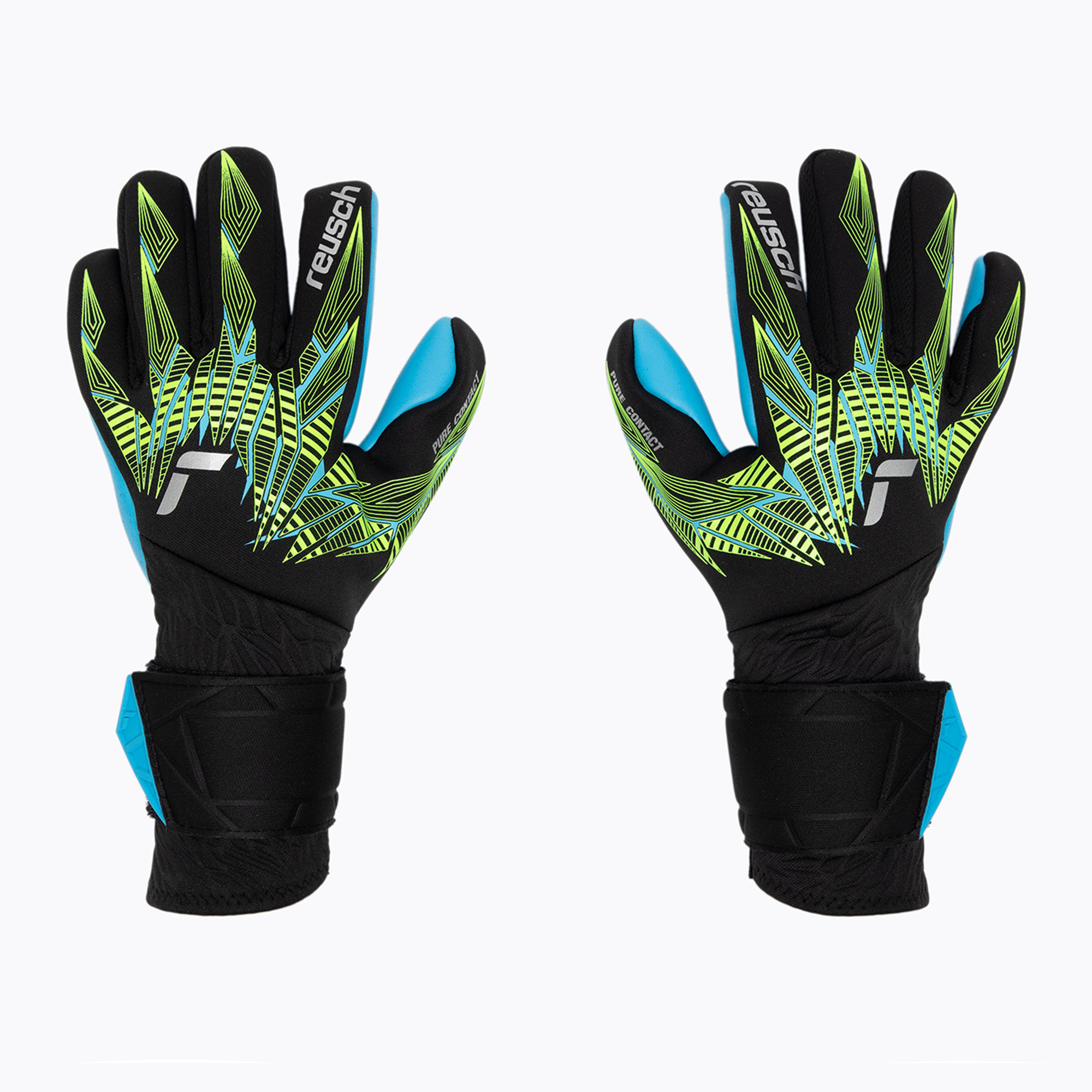 Mănuși de portar Reusch Pure Contact Aqua black/fluo lime/aqua