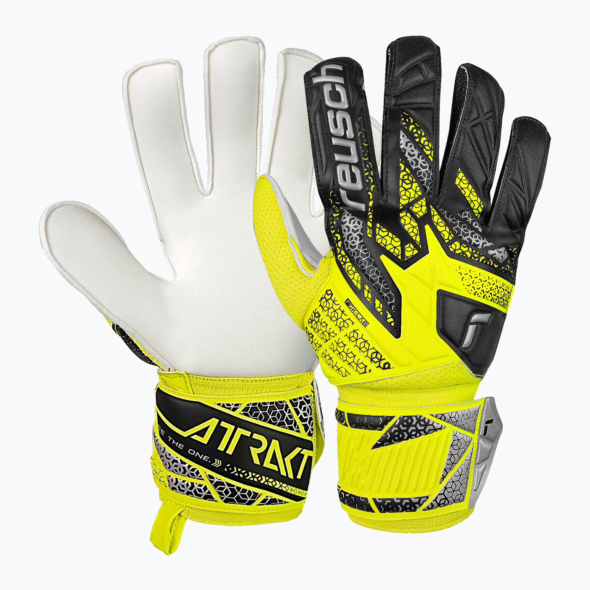 Mănuși de portar Reusch Attrakt Solid safety yellow/silver (Attrakt Solid 5570515-2014)
