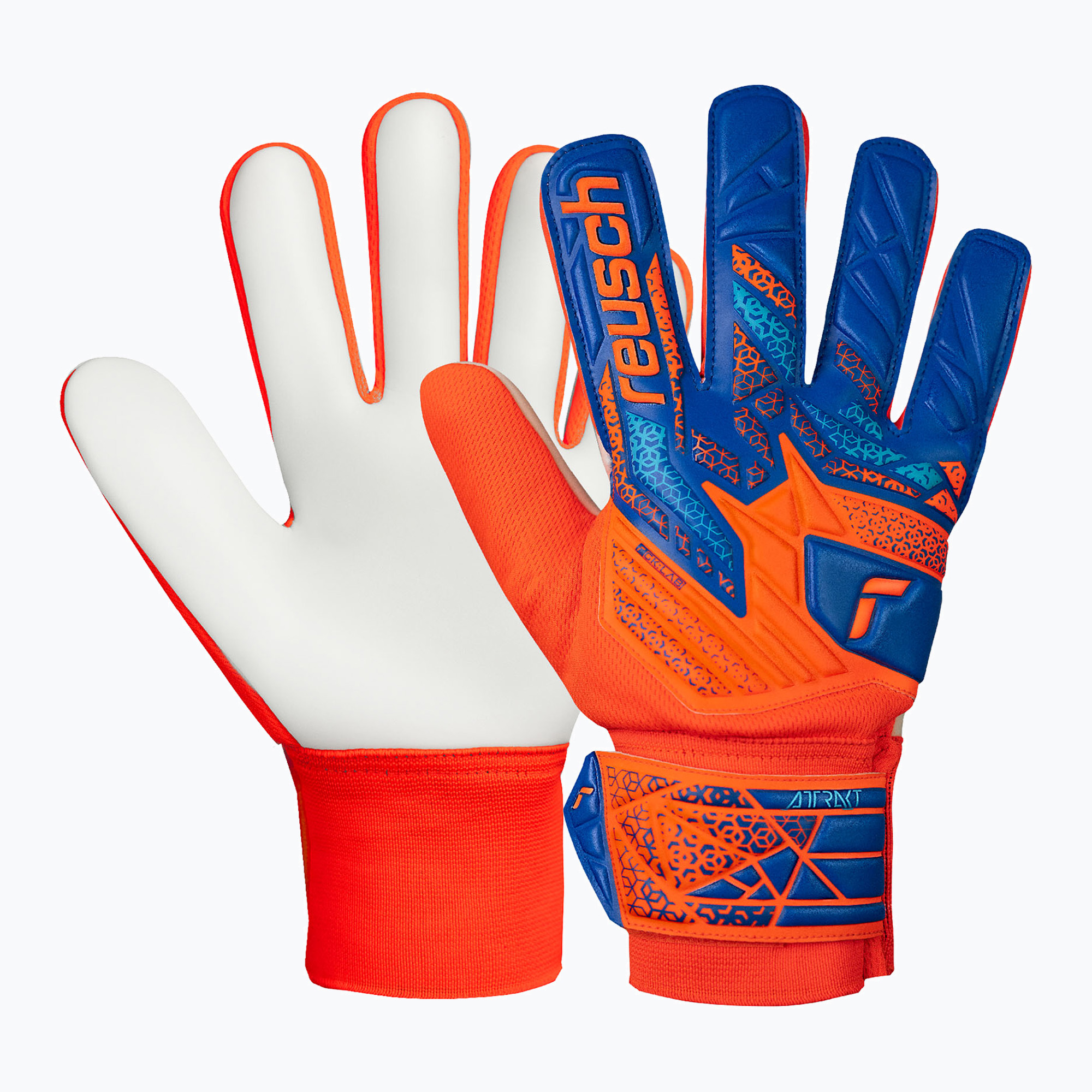 Mănuși de portar pentru copii Reusch Attrakt Starter Solid Junior shocking orange/blue (Attrakt Starter Solid Junior 5572514-2290)