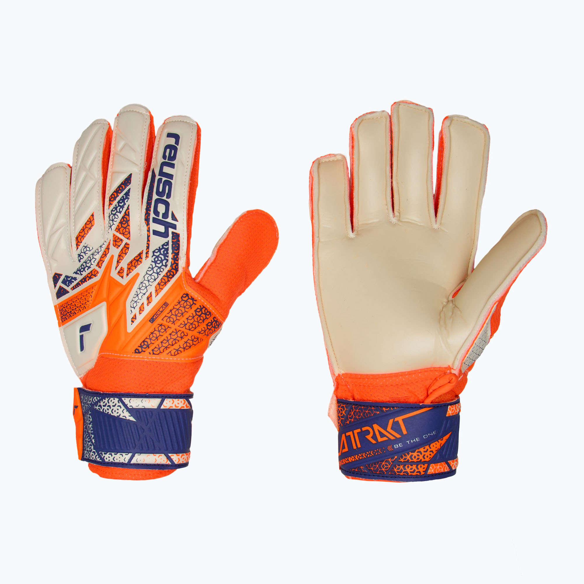 Mănuși de portar pentru copii  Reusch Attrakt Solid Junior shocking orange/energize blue (Attrakt Solid Junior 5572516-2500)