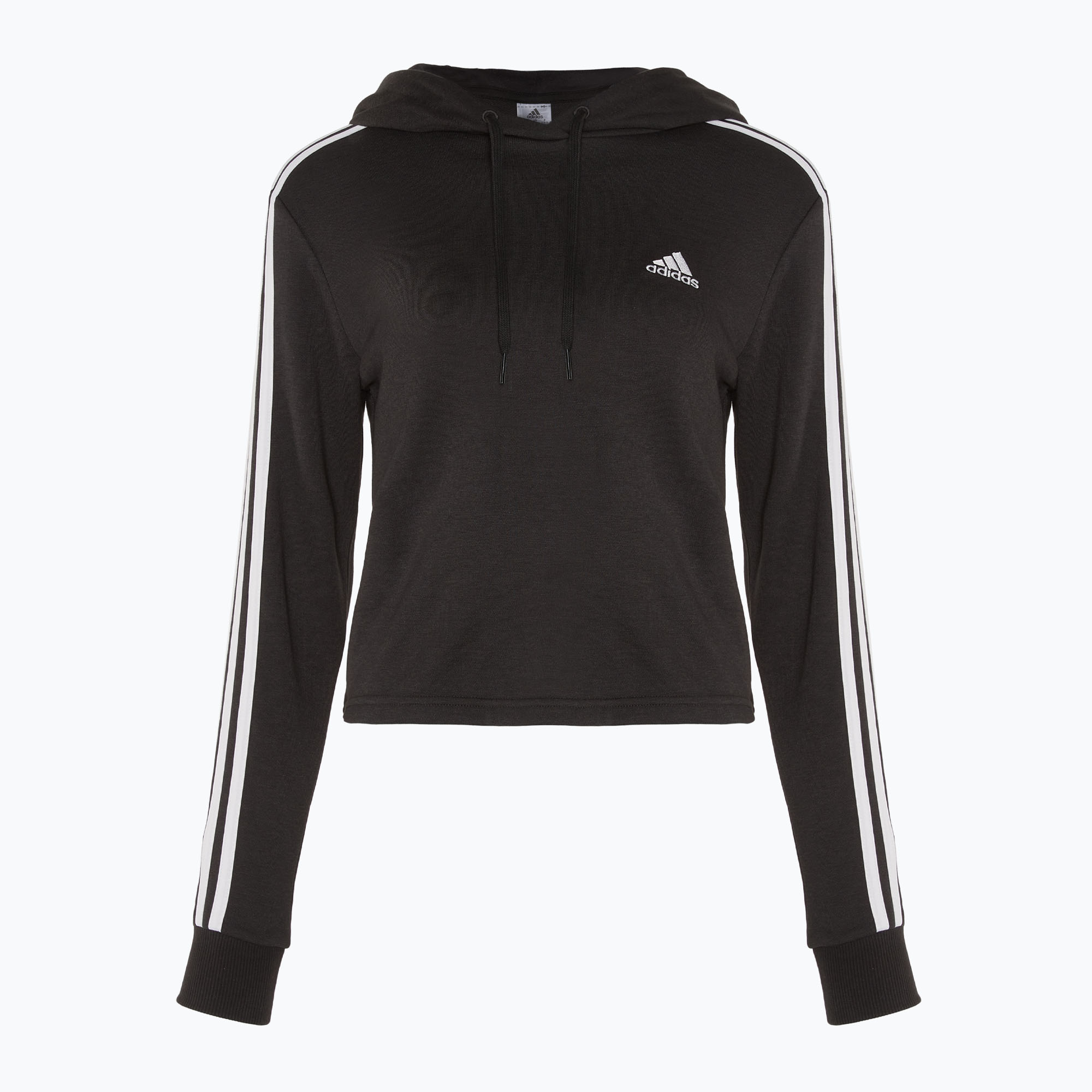 Hanorac pentru femei adidas Essentials 3-Stripes Cropped Loose Fit black/white (Essentials 3-Stripes Cropped Loose Fit GM5582)