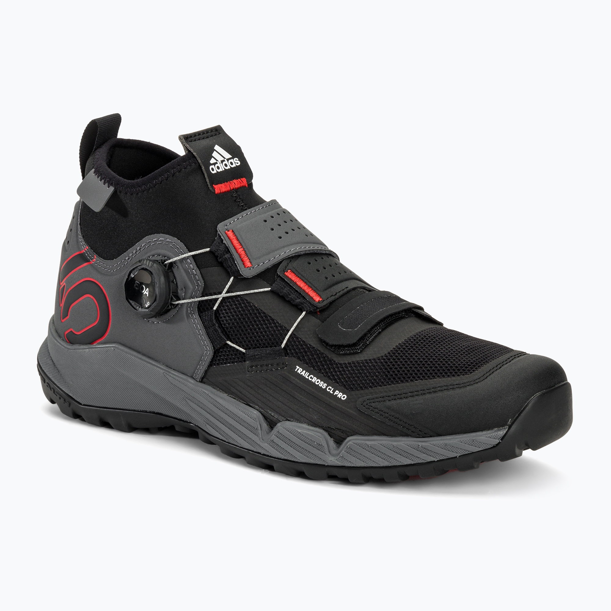 Încălțăminte de ciclism MTB pentru bărbați adidas FIVE TEN Trailcross Pro Clip In grey five/core black/red (Trailcross Pro Clip In GY9117)