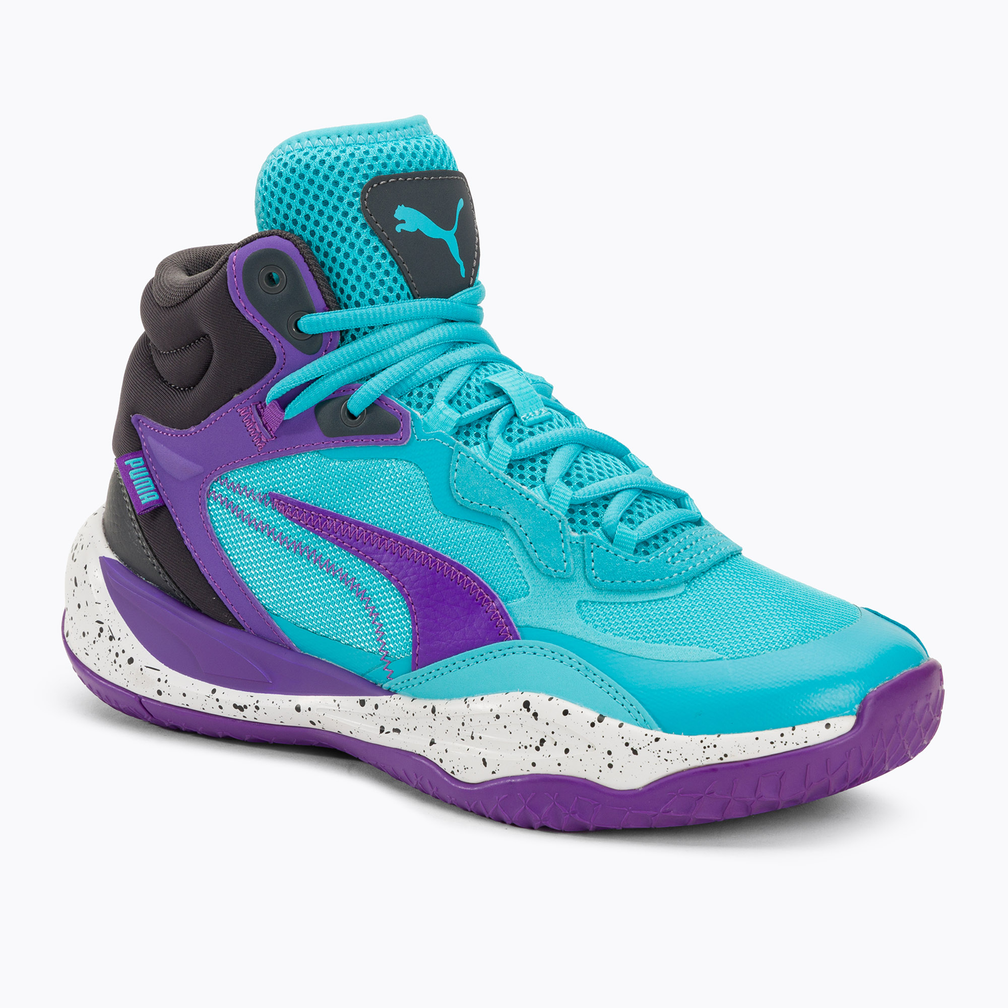 Pantofi de baschet pentru bărbați PUMA Playmaker Pro Mid purpuriu glimmer/bright aqua/strong gray/white