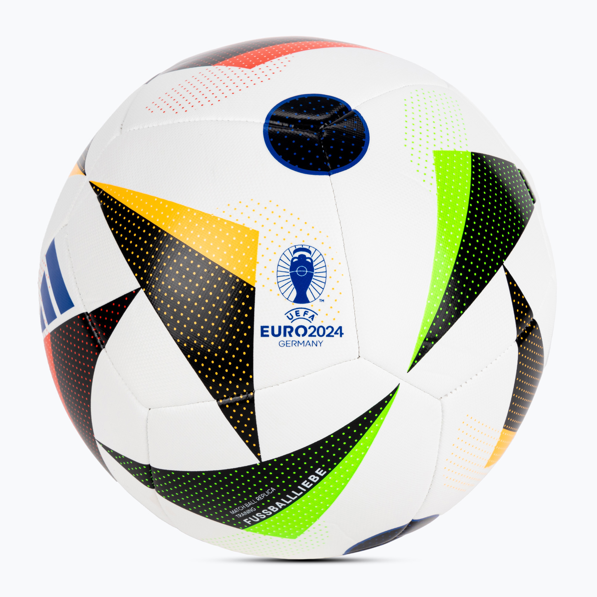adidas Fussballiebe Trainig Euro 2024 fotbal alb/negru/albastru strălucitor mărimea 4
