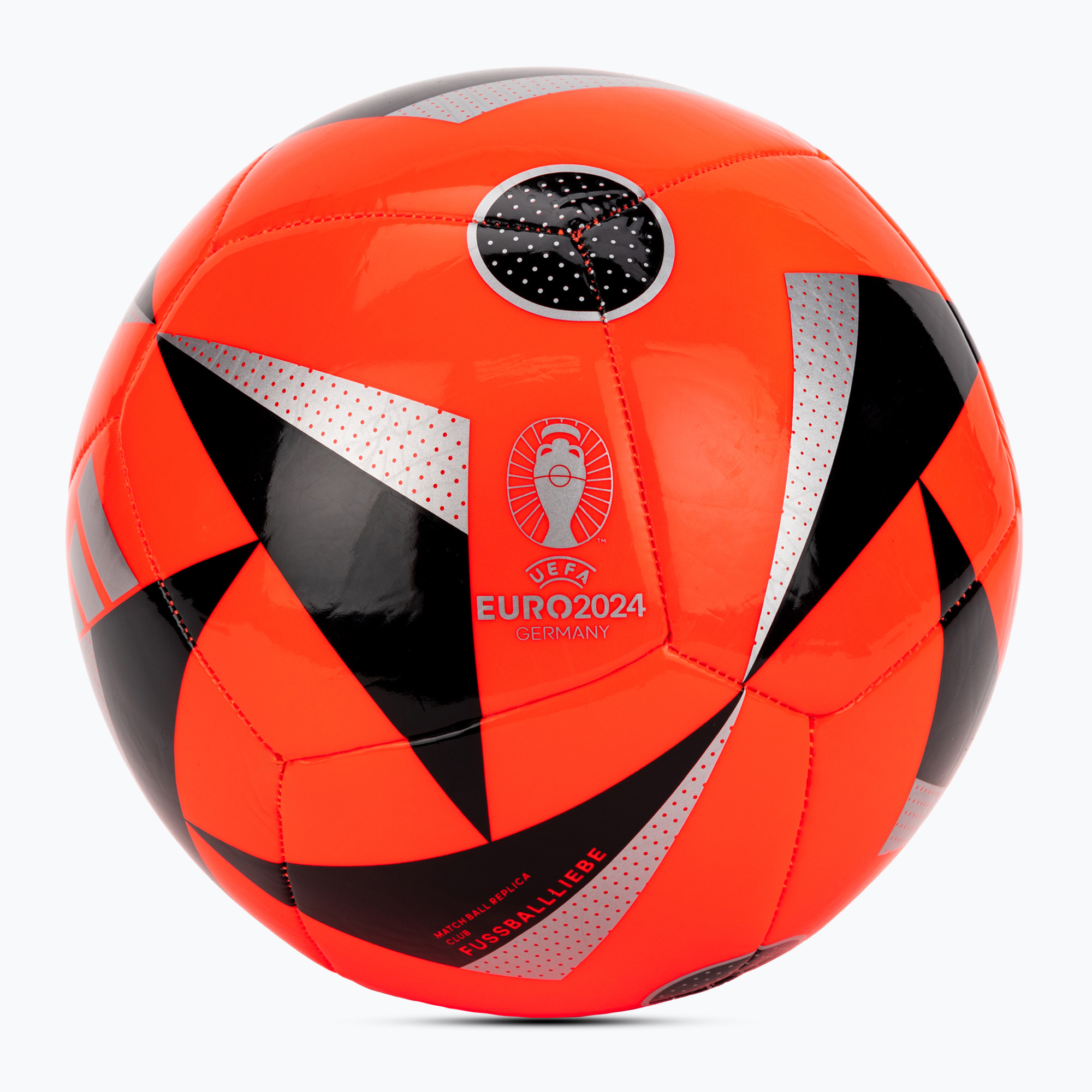 adidas Fussballiebe Club Euro 2024 solare roșu/negru/argintiu metalic fotbal dimensiunea 4