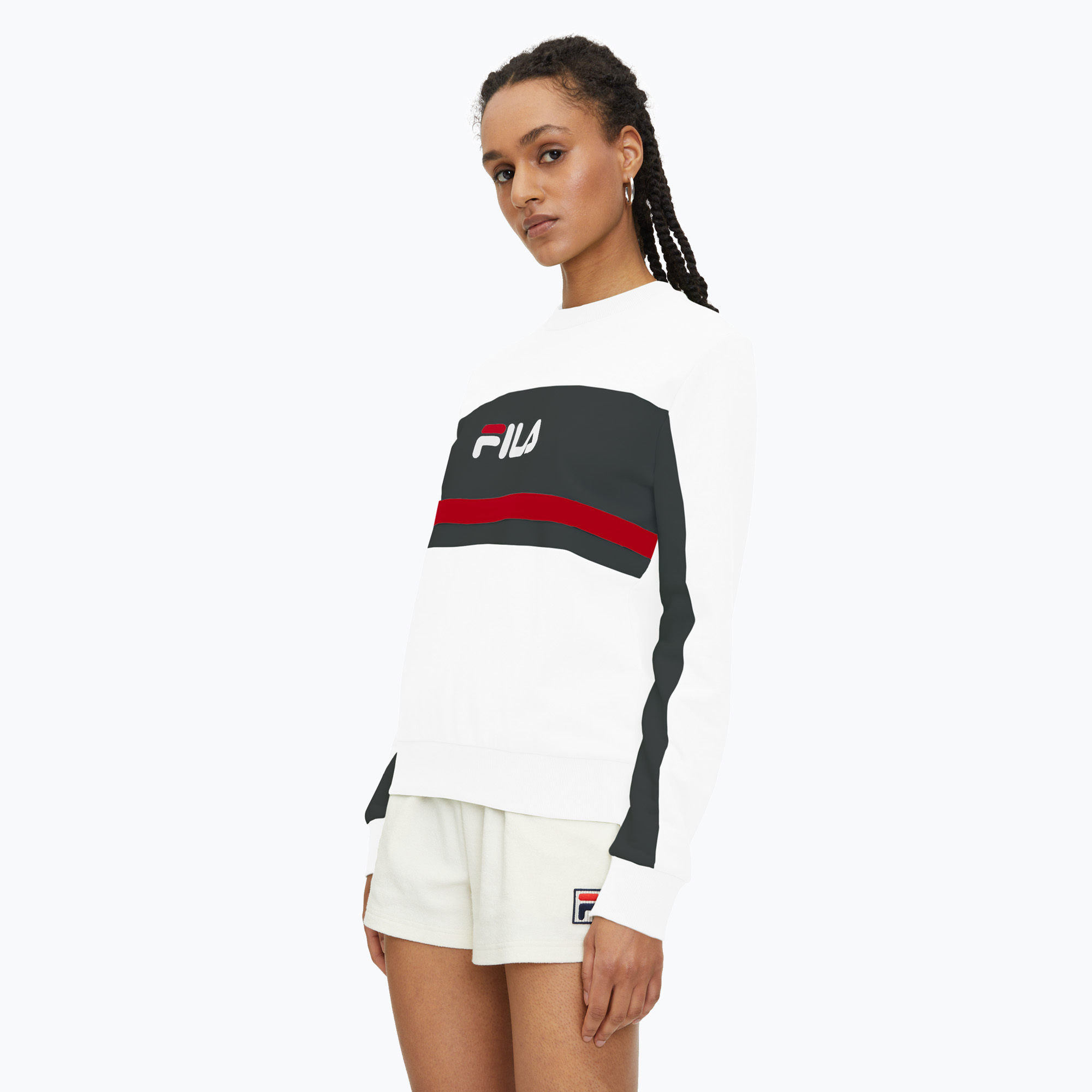Bluză pentru femei FILA Lishui bright white/black (Lishui FAW0773)